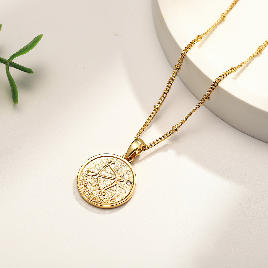 Sagittarius Constellation Coin Pendant  Astrology Necklace