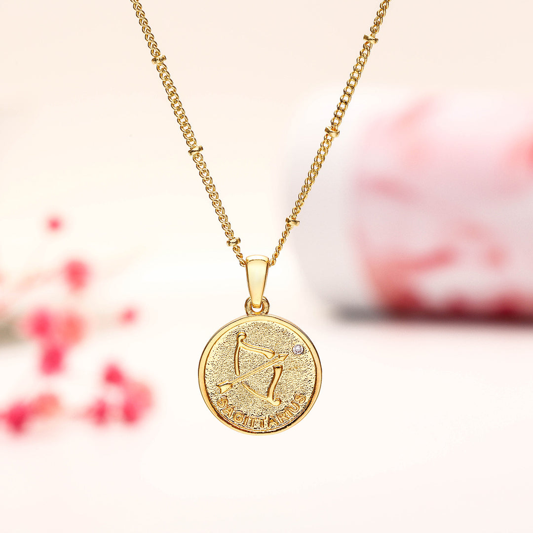 Sagittarius Constellation Coin Pendant Zodiac Necklace