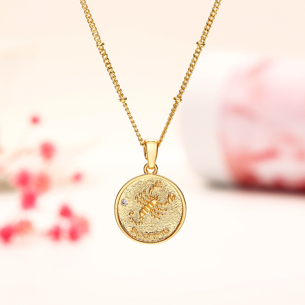 Scorpio Constellation Coin Pendant Statement Necklace