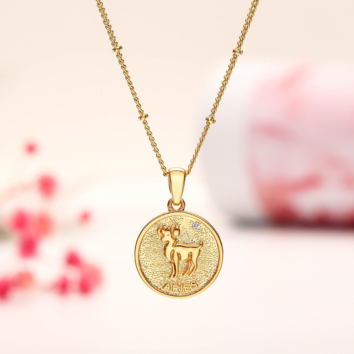 Aries Constellation Coin Pendant Astrology Necklace