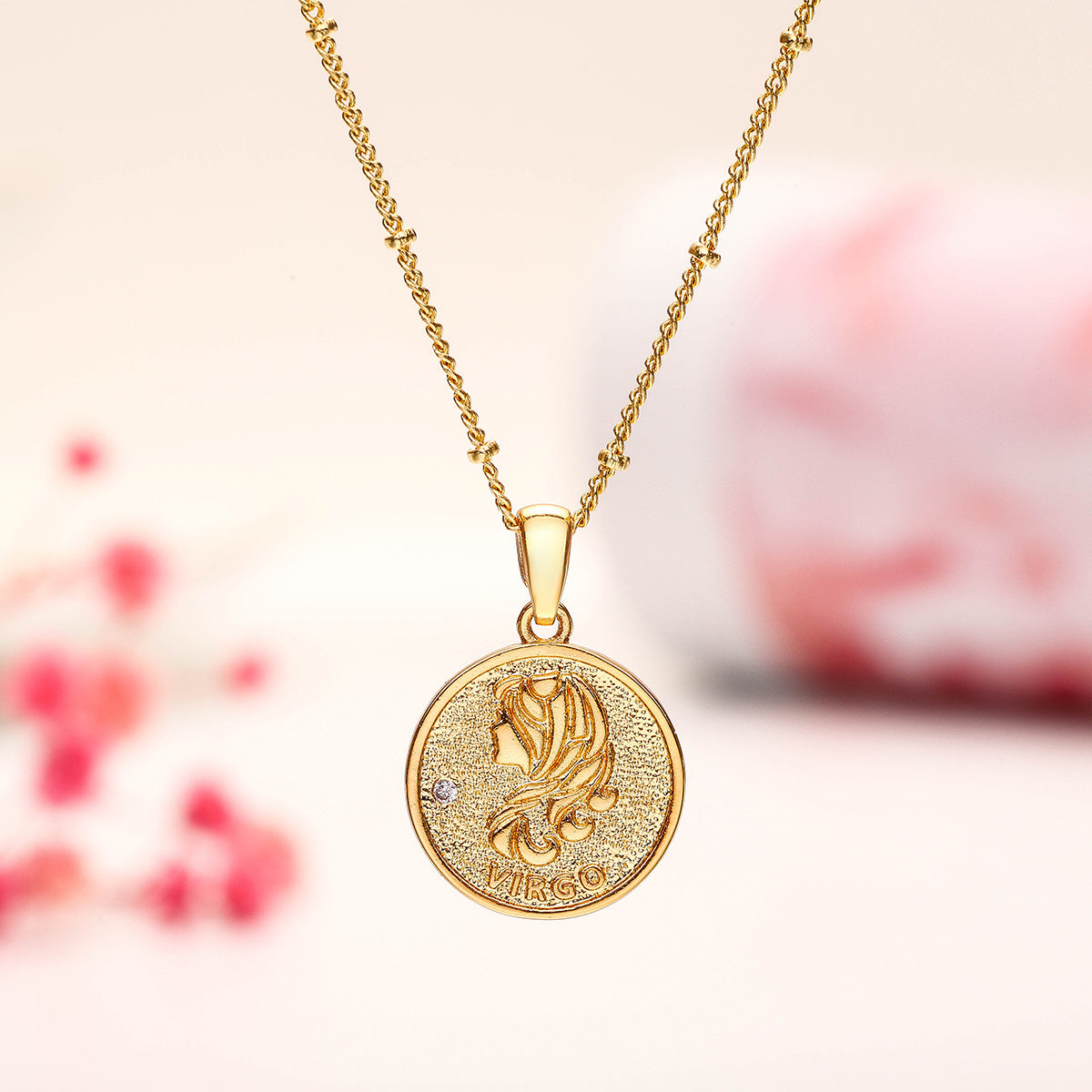 Virgo Constellation Coin Pendant Brass Necklace