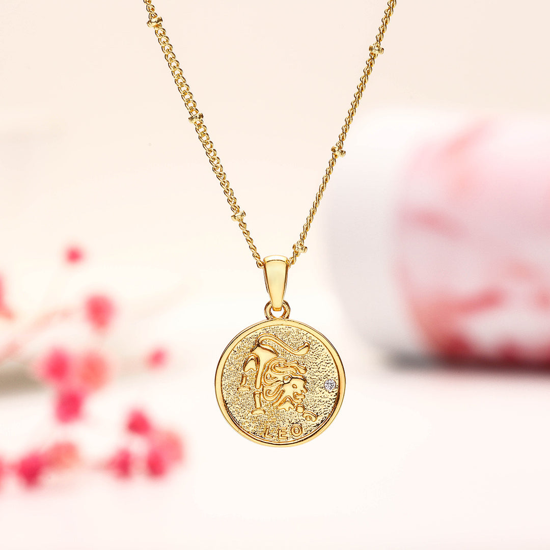 Leo Constellation Coin Pendant Statement Necklace