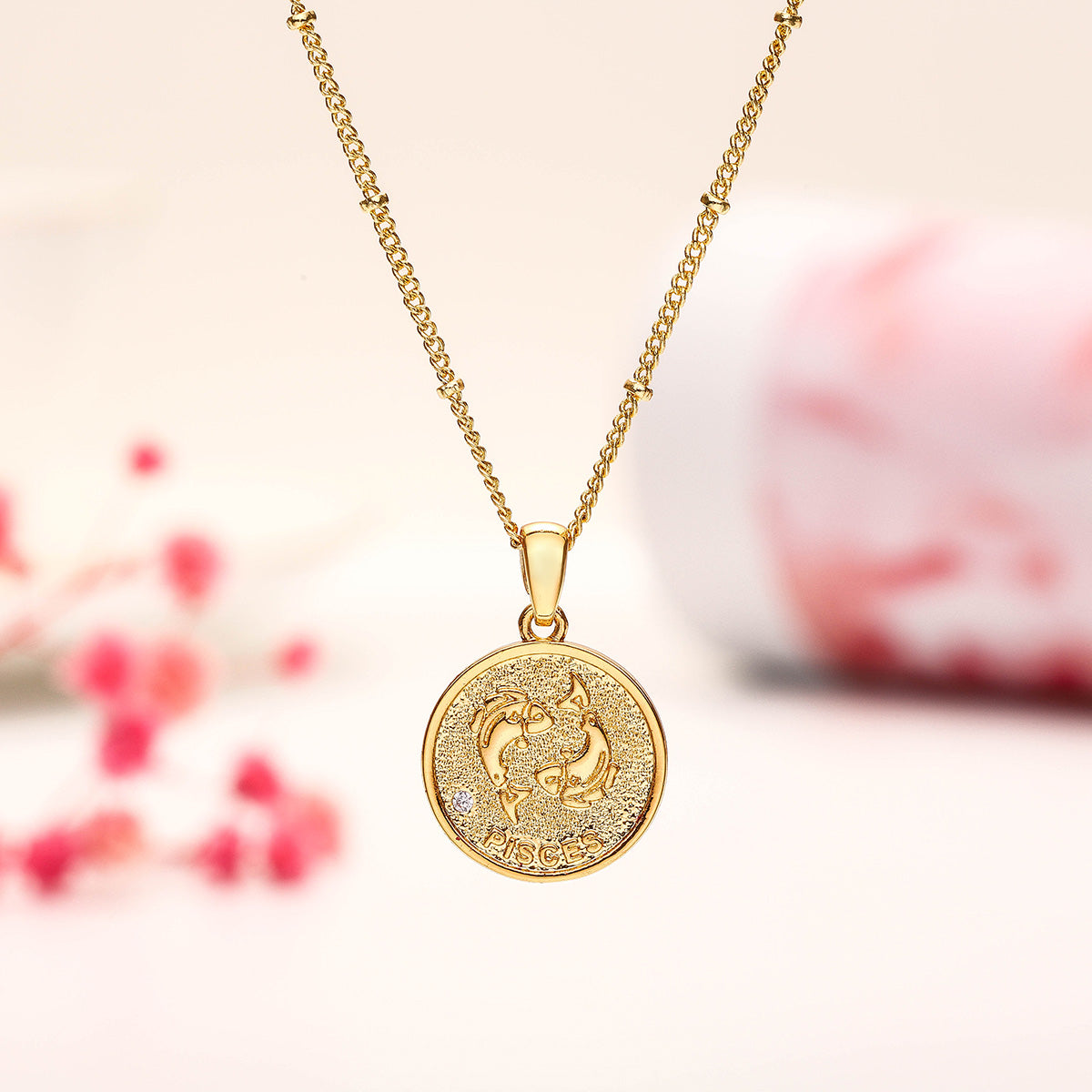 Pisces Constellation Coin Pendant Astrology Necklace