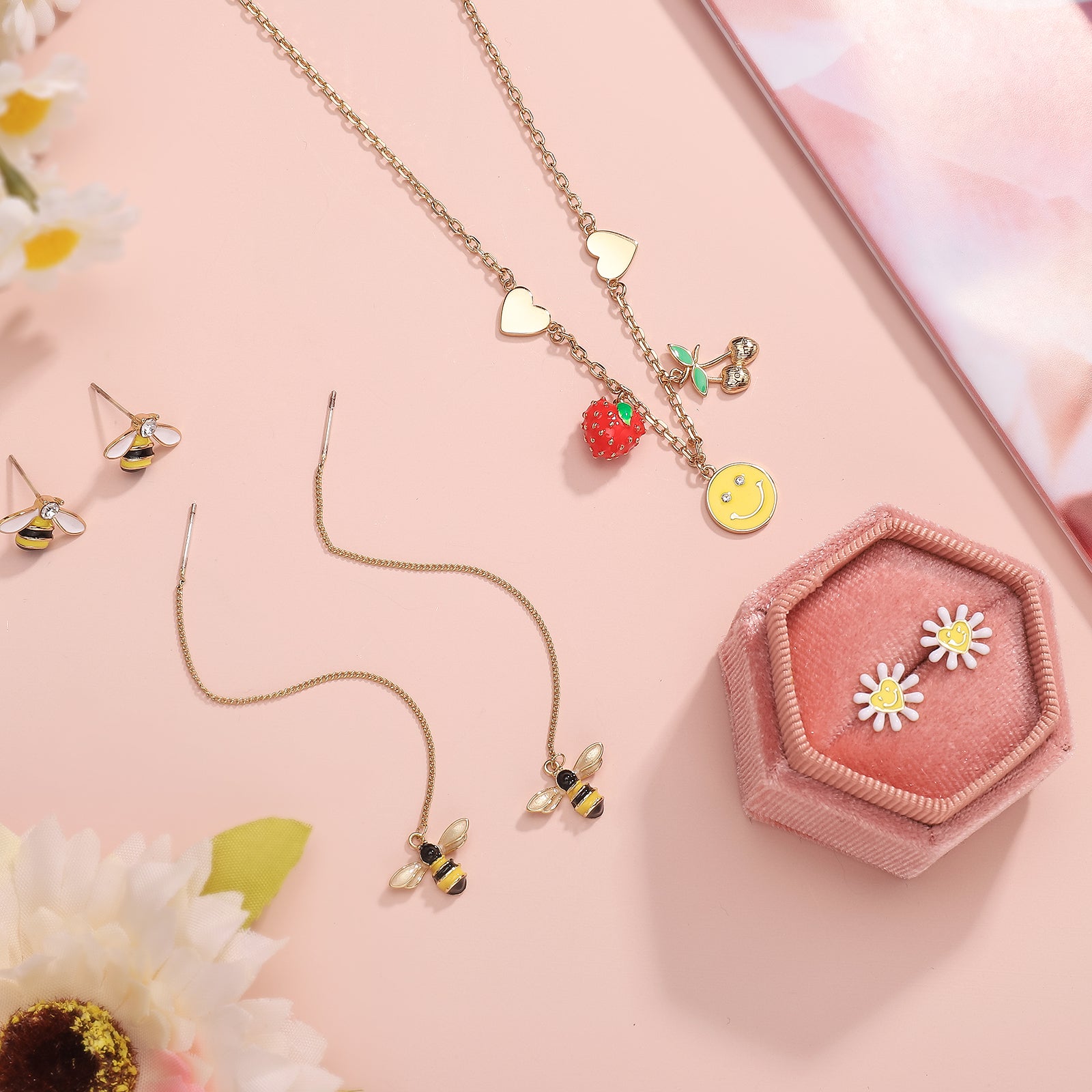  Strawberry Necklace Jewelry Set