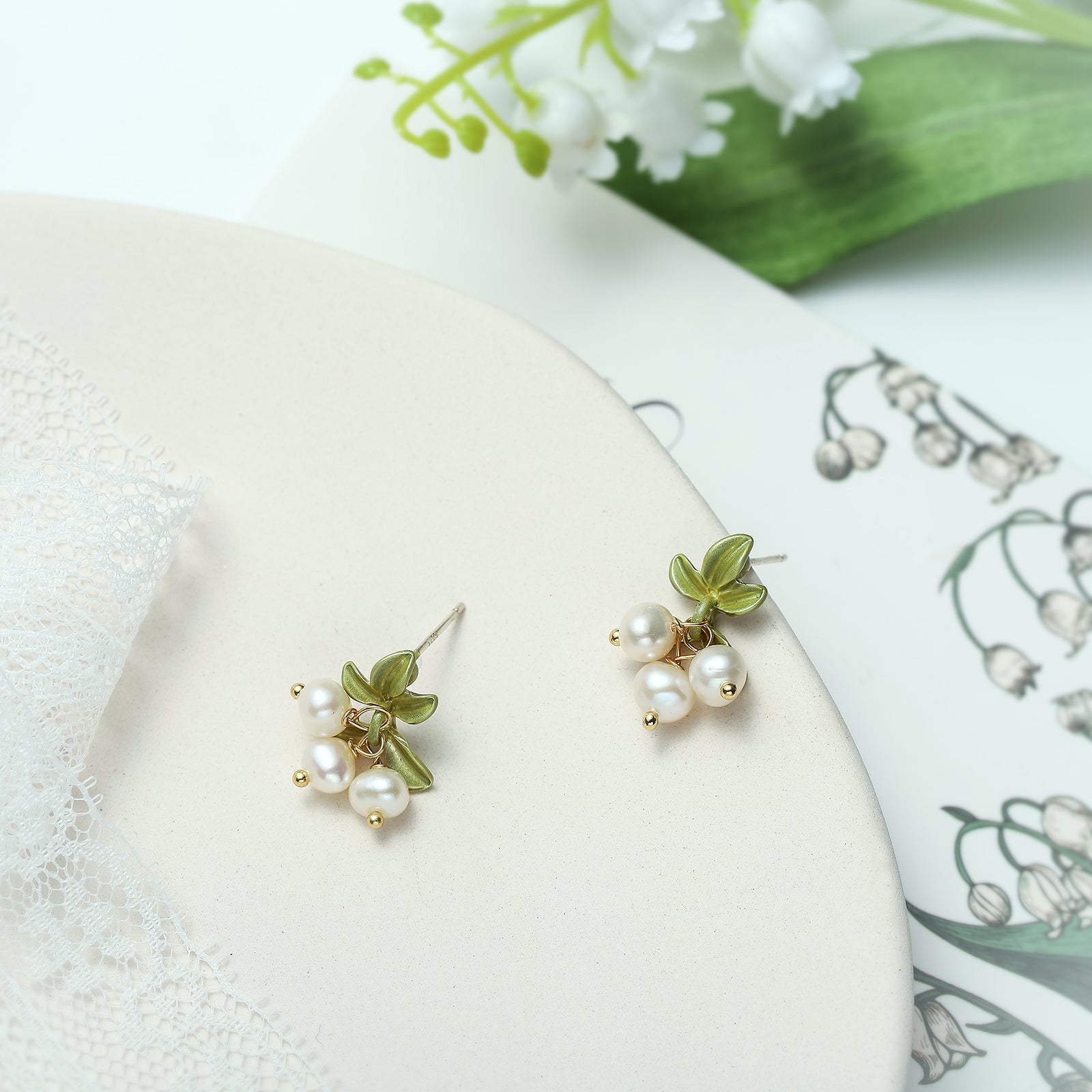 Classic Lily of the Valley Stud Earrings