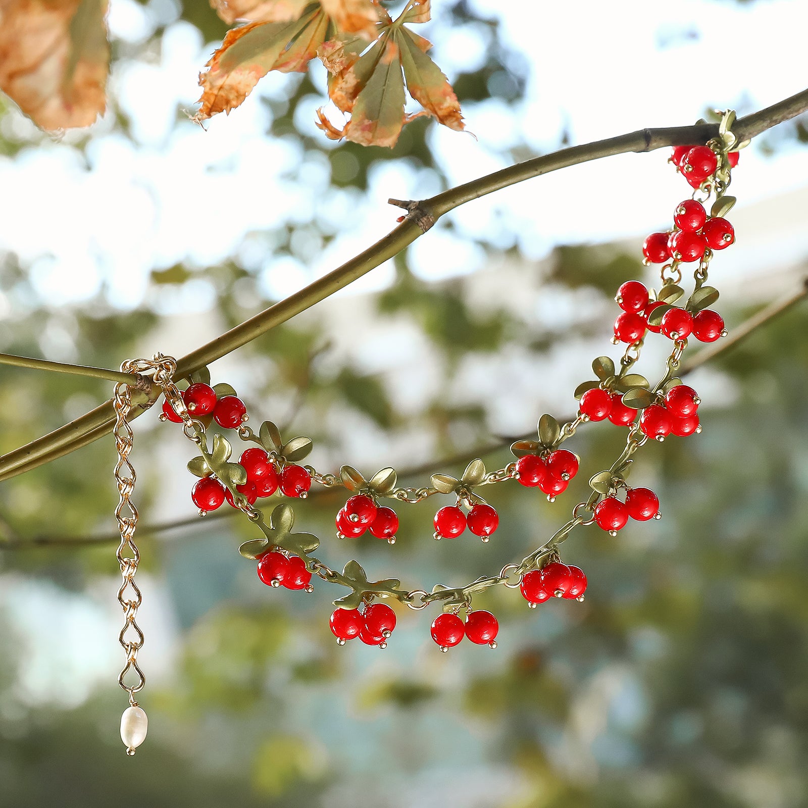 Cranberry Necklace Autumn Jewelry