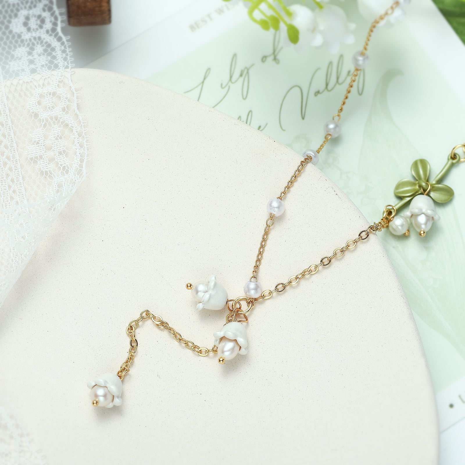 Enamel Lily Of The Valley Necklace
