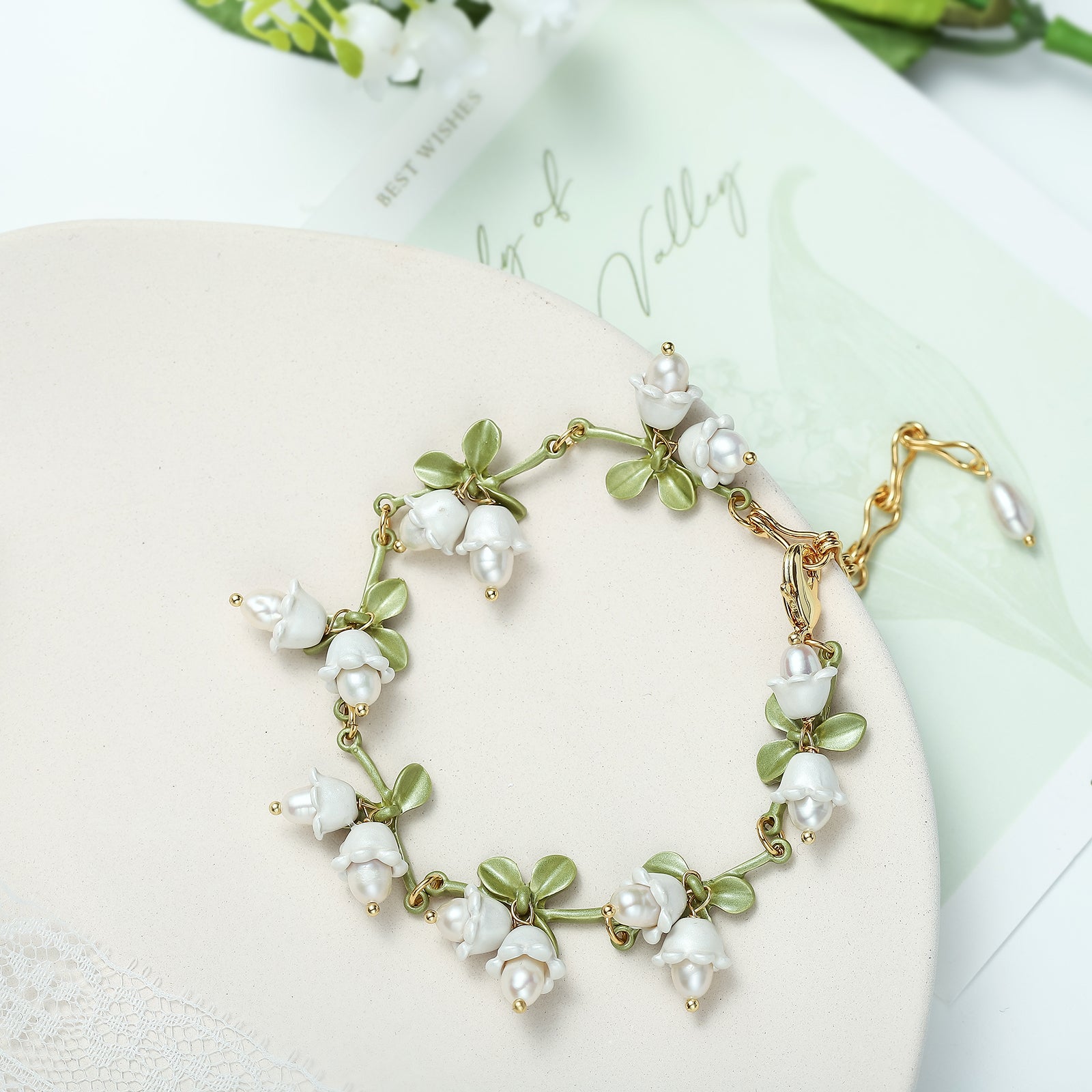 Lily Of The Valley Enamel Bracelet