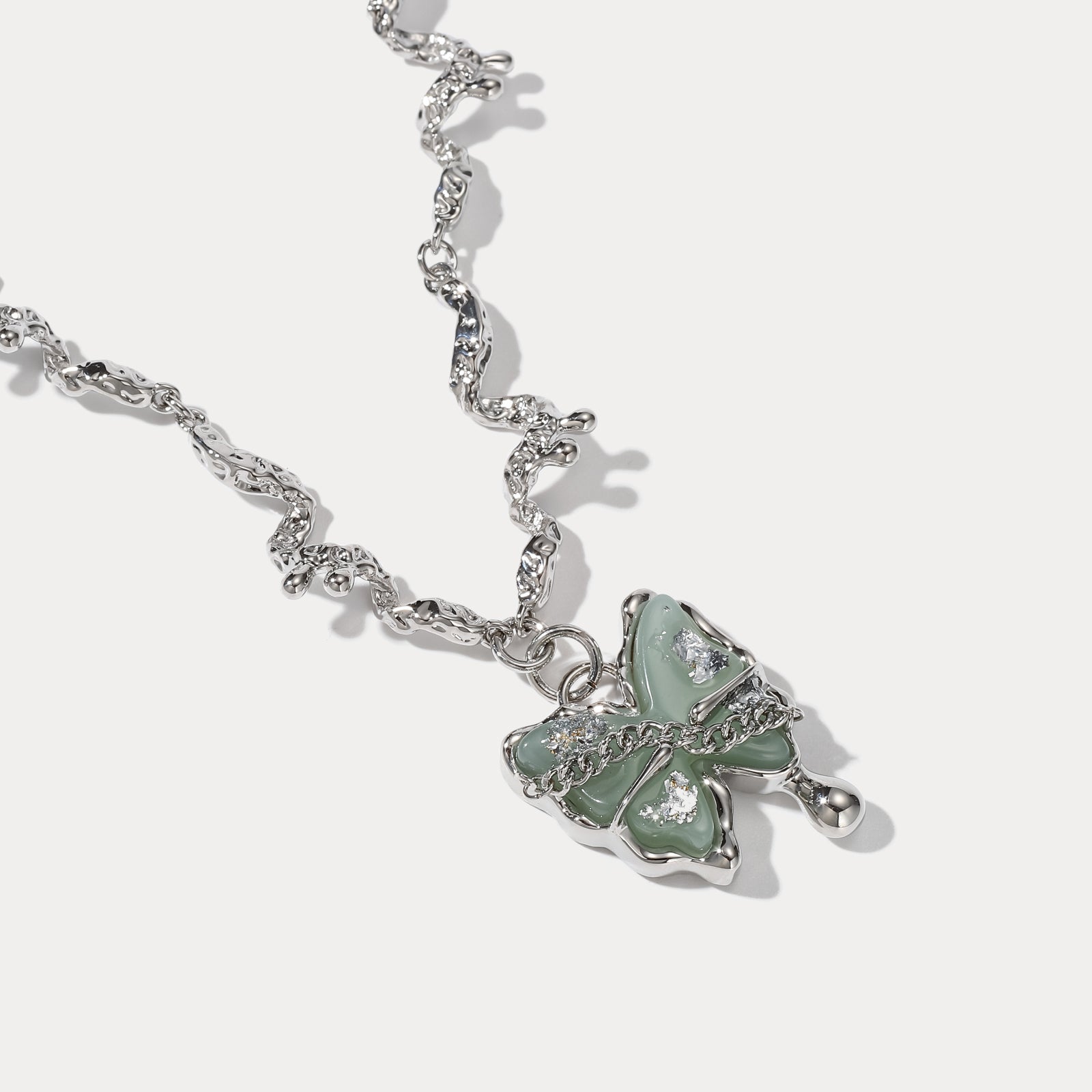 Jade Butterfly Diamond Necklace