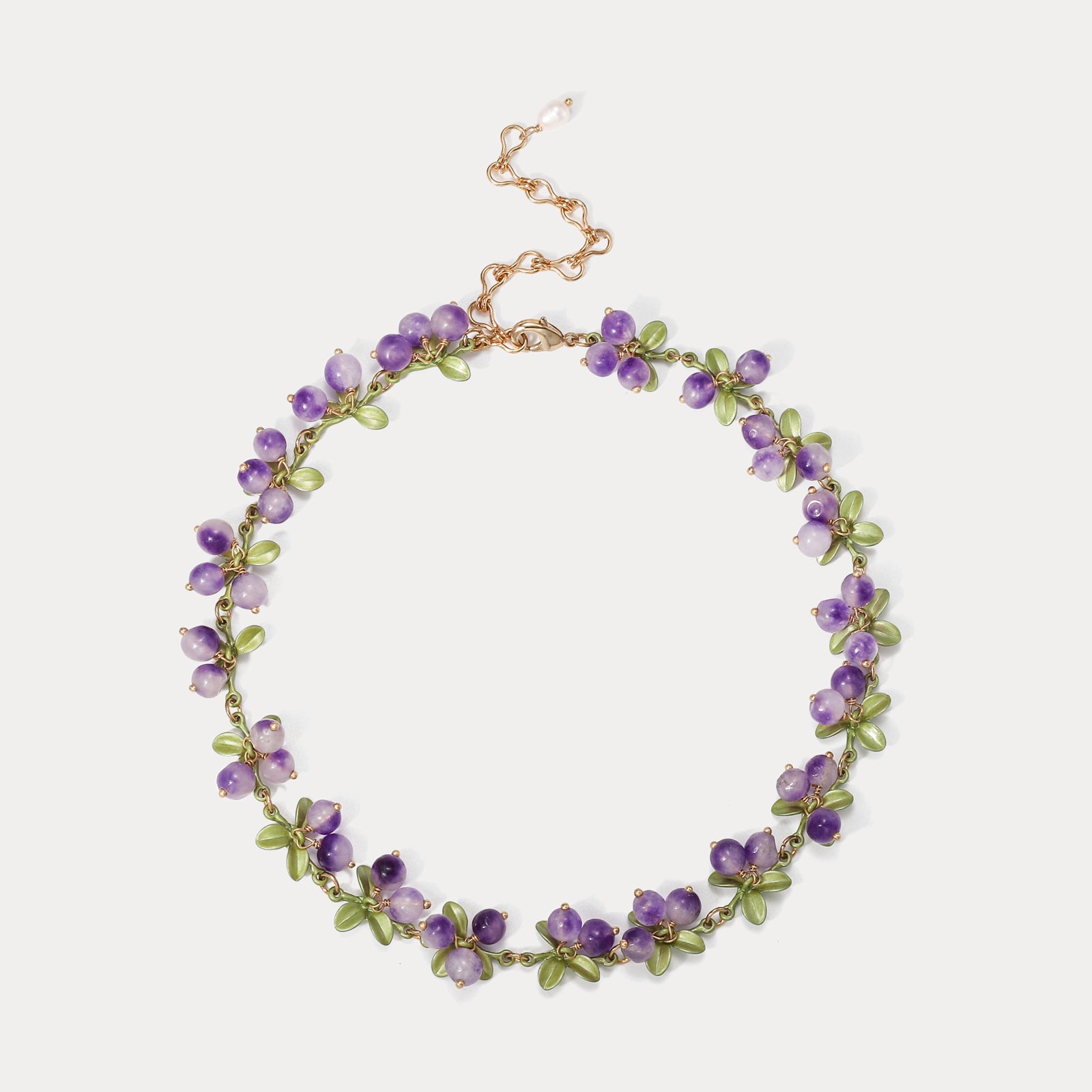 Purple Berry Leaf Necklace