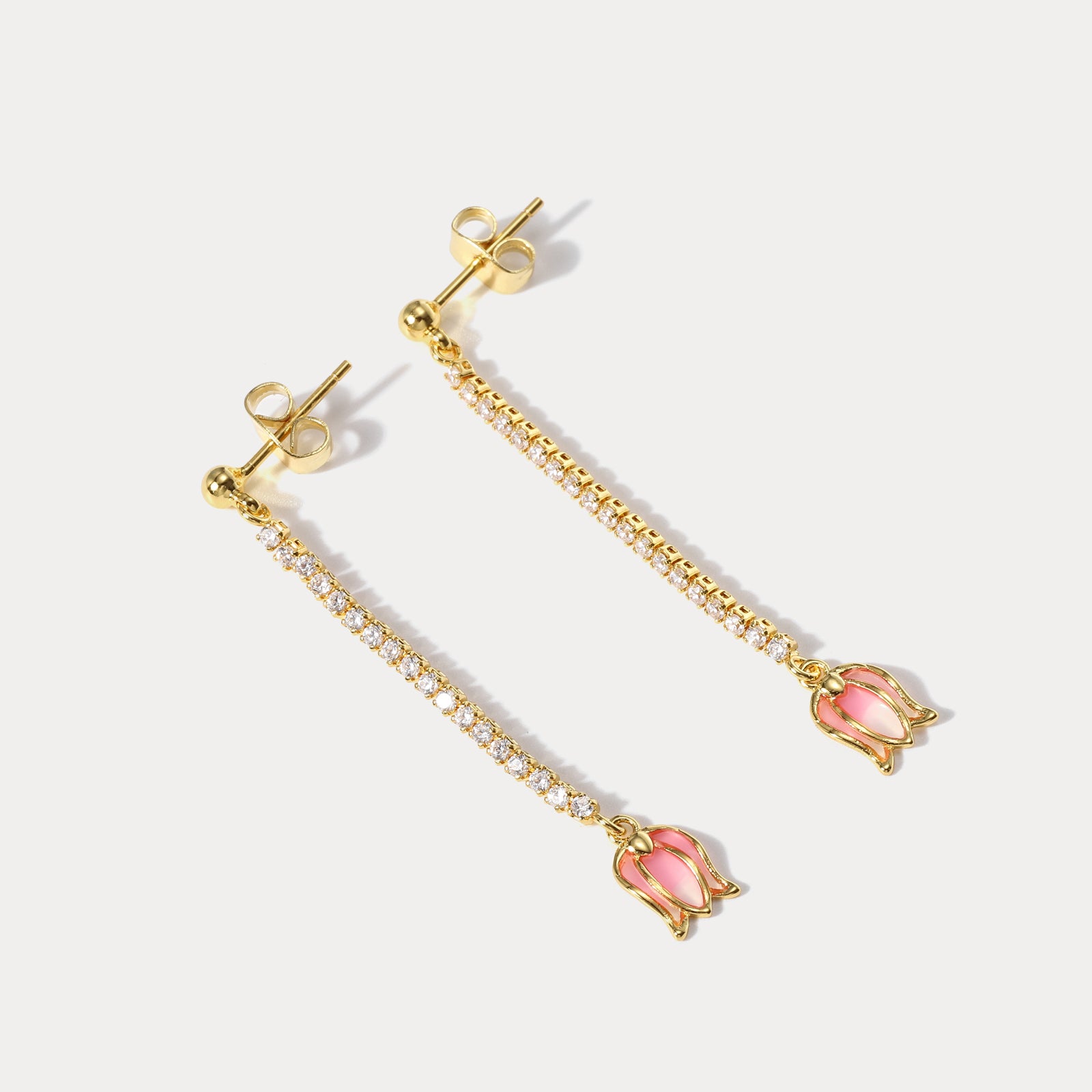 cherry blossom 18k gold earrings