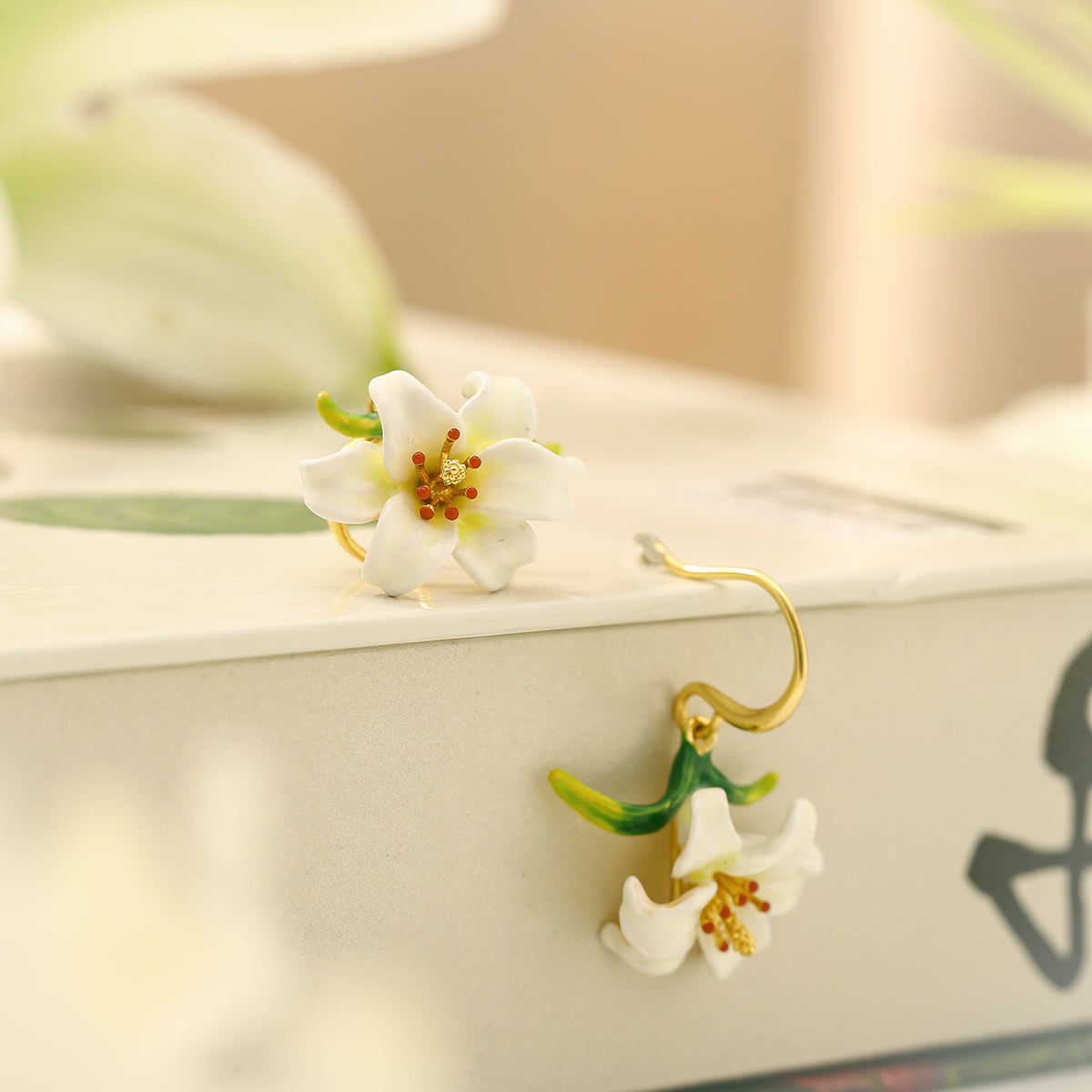 lily enamel dangling earrings