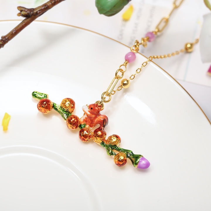 squirrel enamel beads necklace