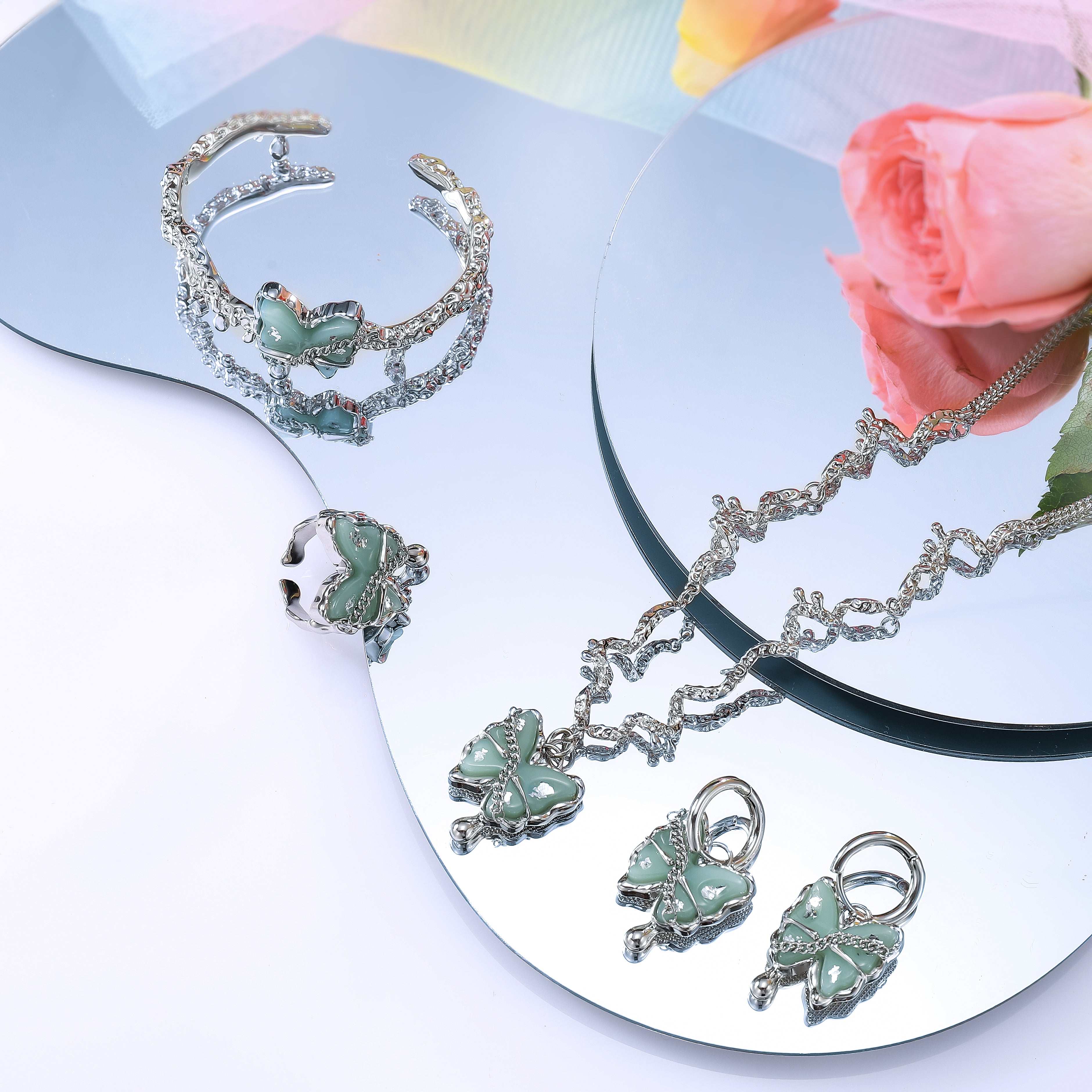 Jade Butterfly Jewelry Set