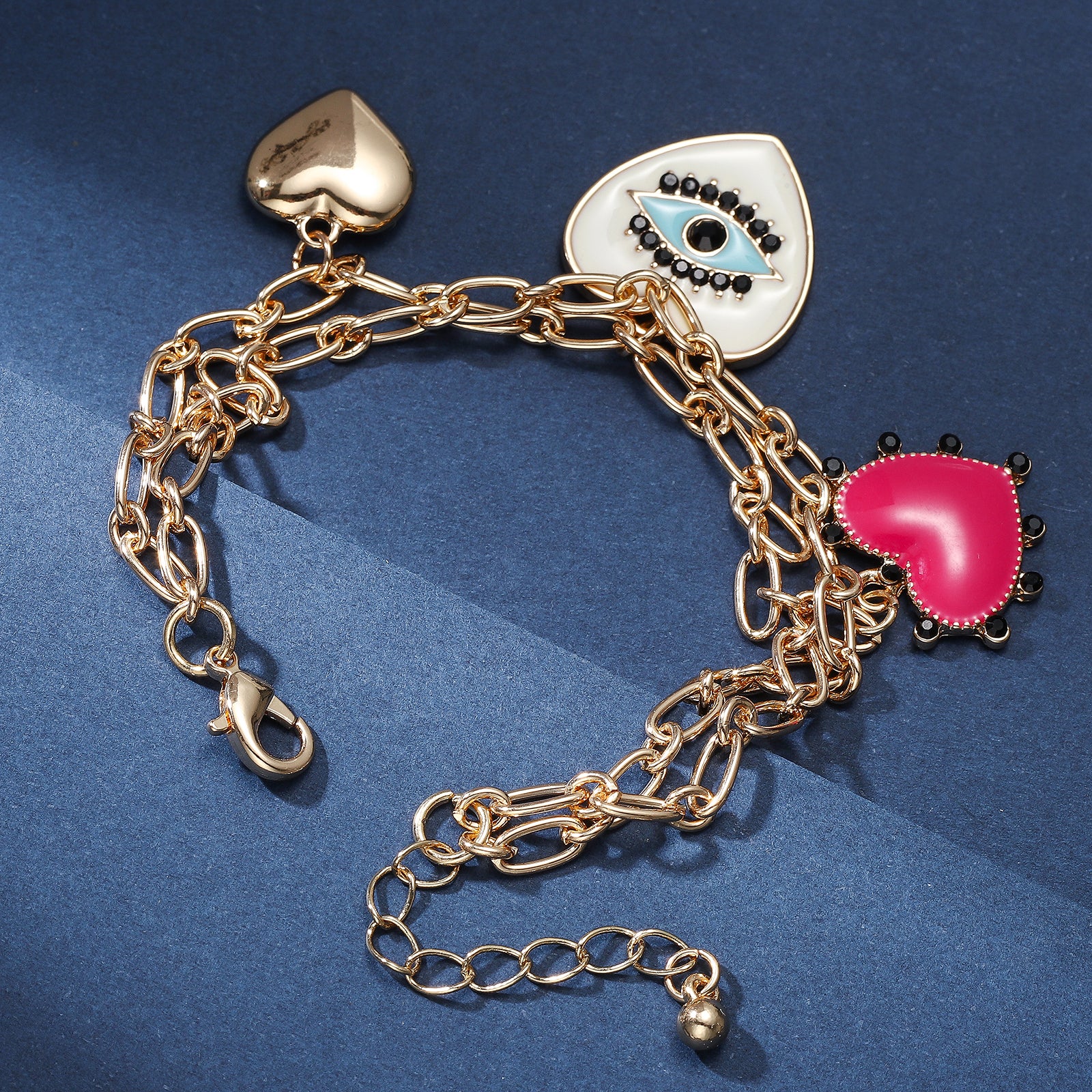Evil Eye Heart Chain Bracelet