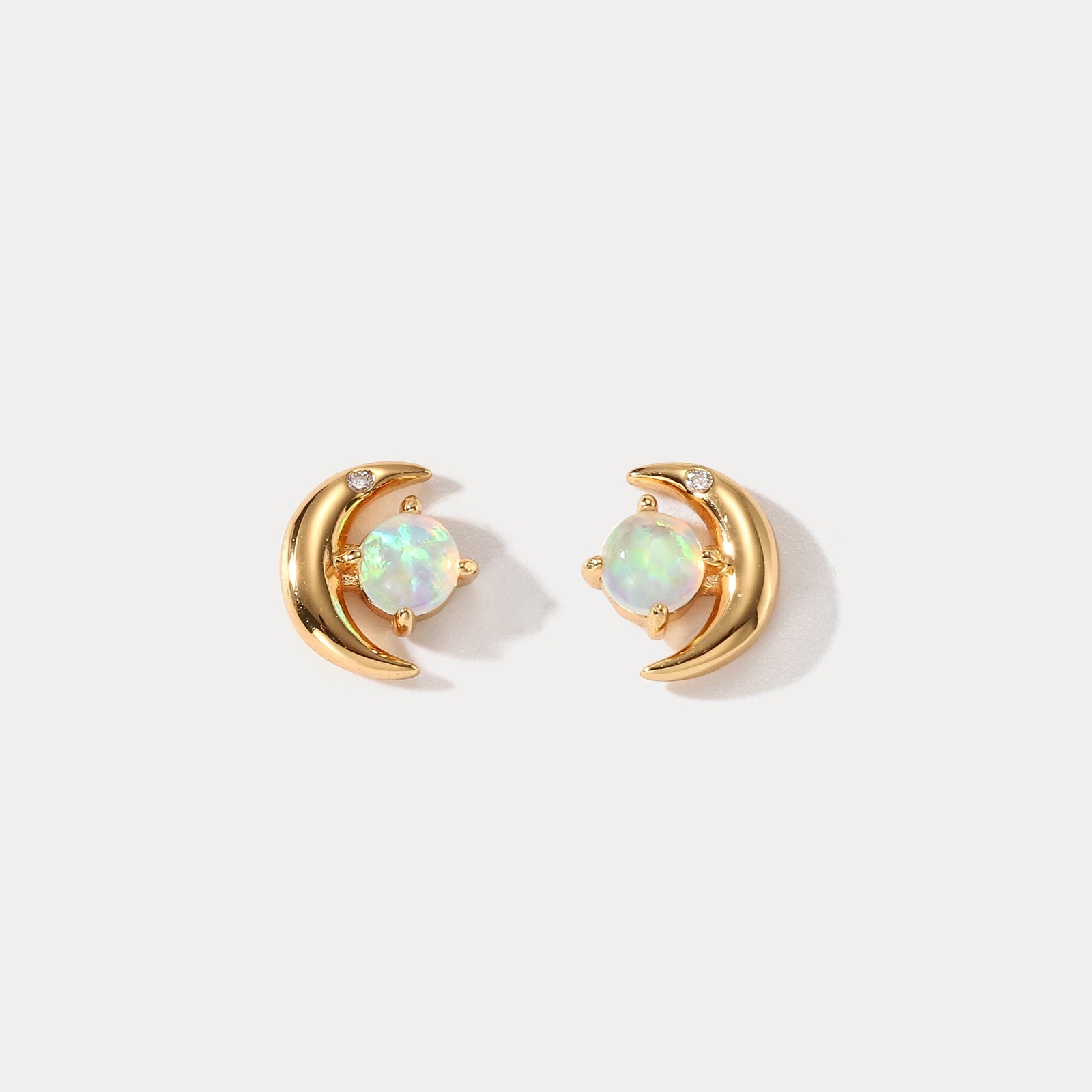 Selenichast Moon Star Opal Stud Earrings