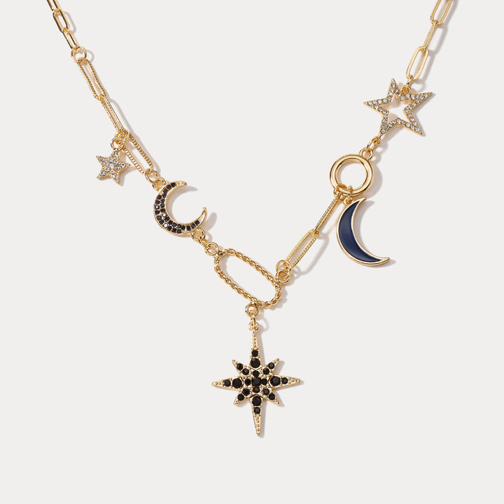 Selenichast Moon Star Diamond Necklace
