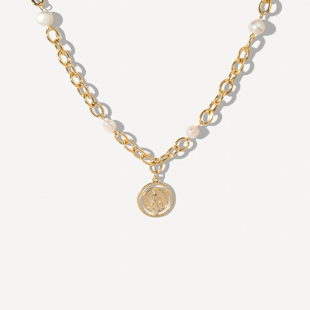 Selenichast pearl coin chain necklace
