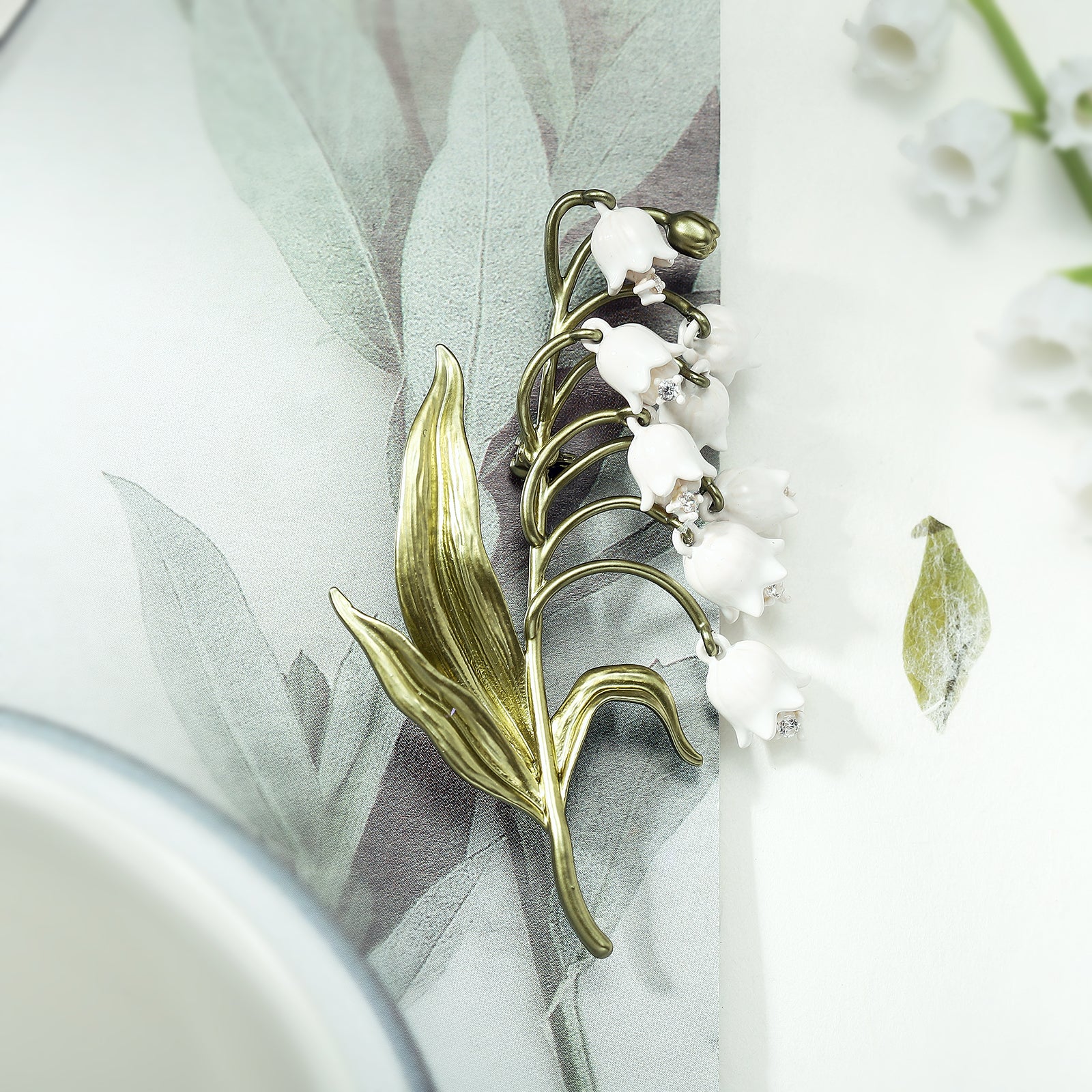 White Lily Of The Valley Brooch