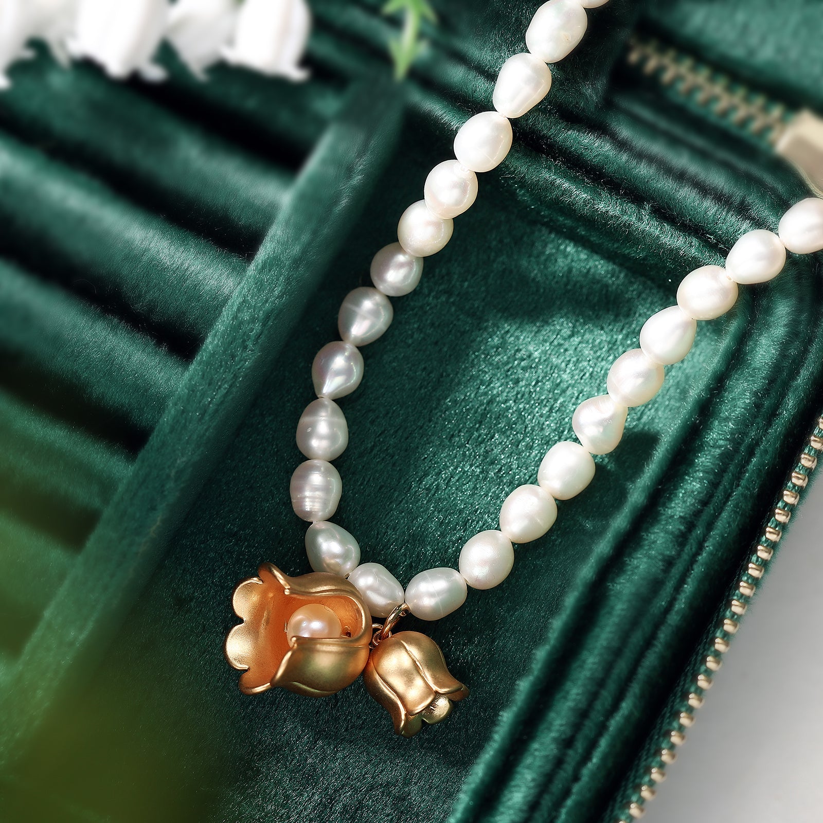 Lily Of The Valley Pearl Gold Necklace