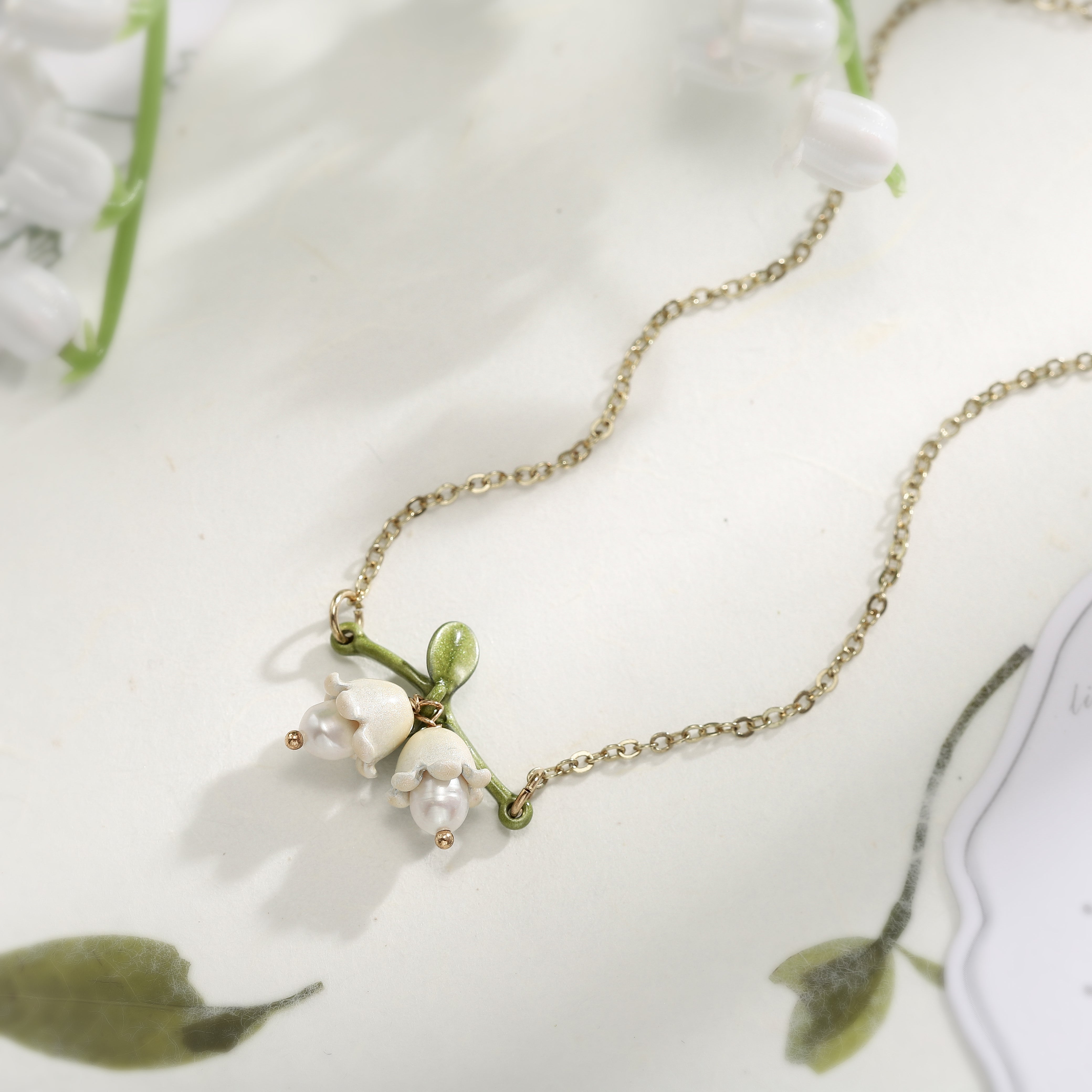Selenichast Lily of The Valley Necklace, Bell Orchid Dangle Neckalce ...