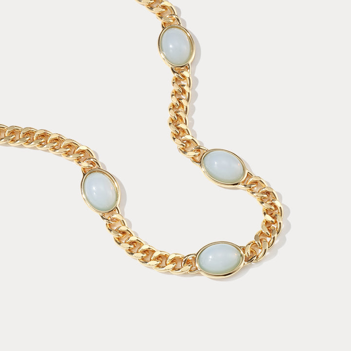 Gemstone Station Chain Womens Necklace