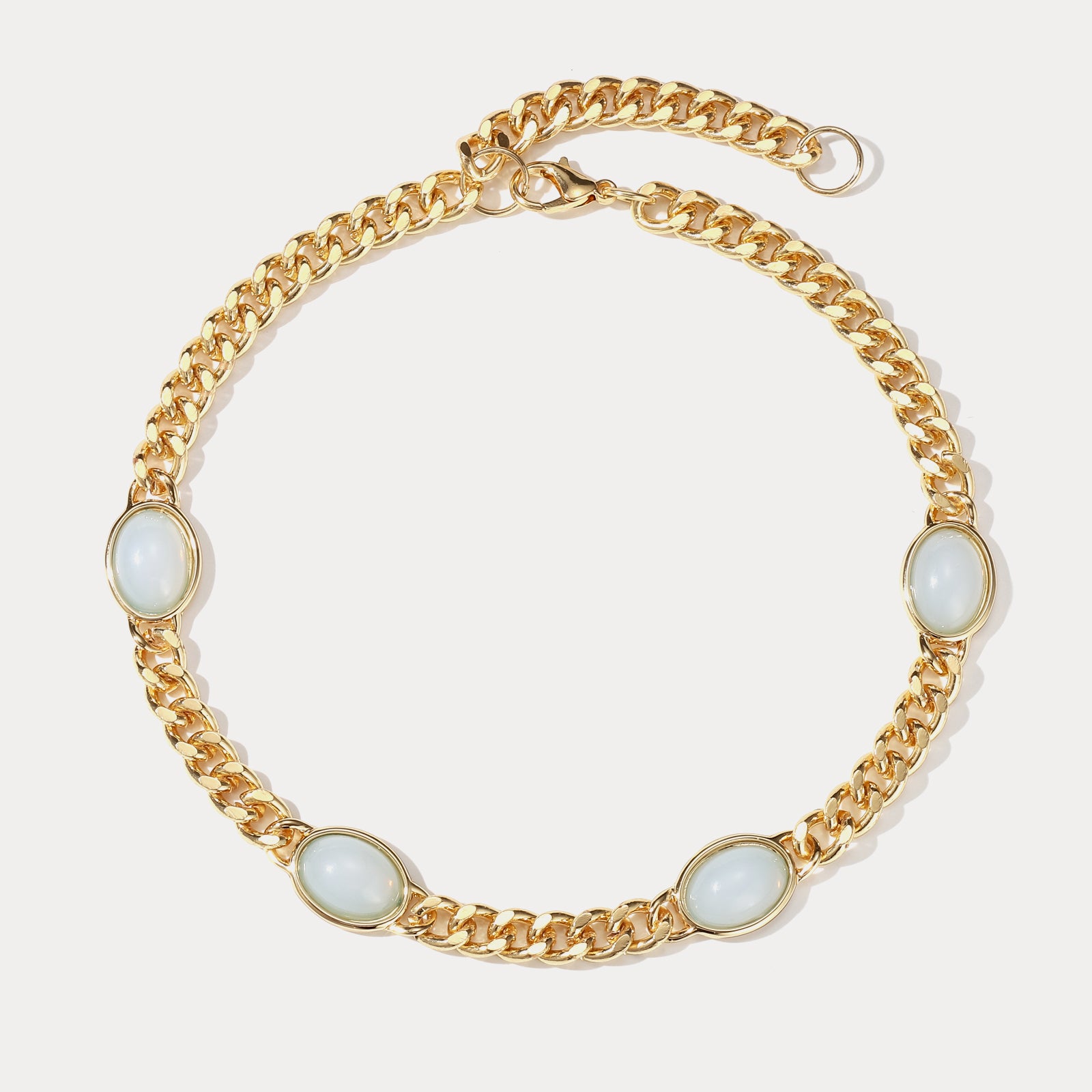 Gemstone Gold Station Chain Necklace