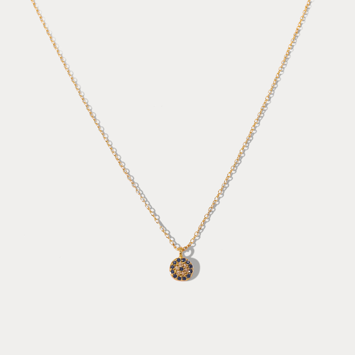 Selenichast sapphire diamond round pendant necklace