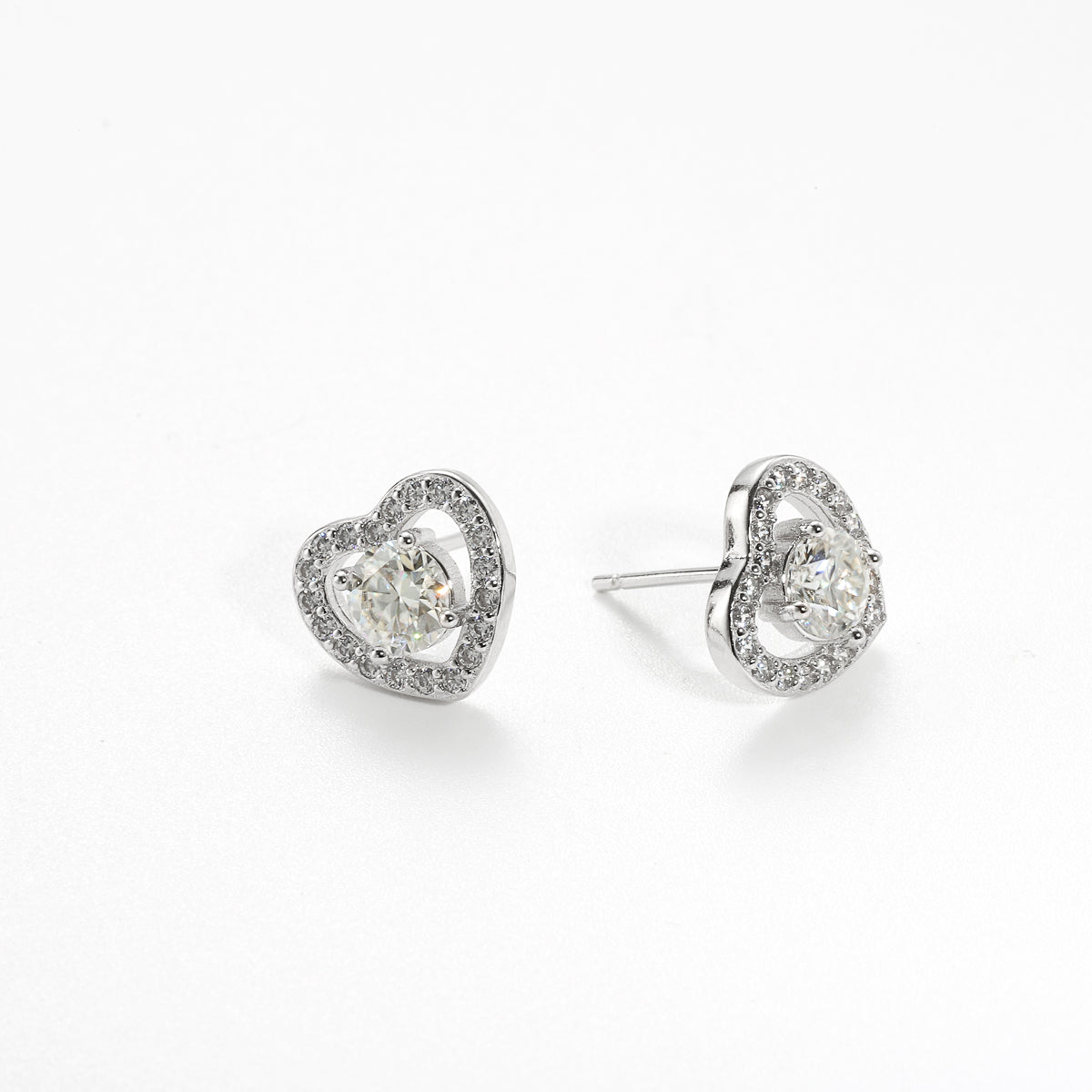 Love Diamond Stud Silver Earrings