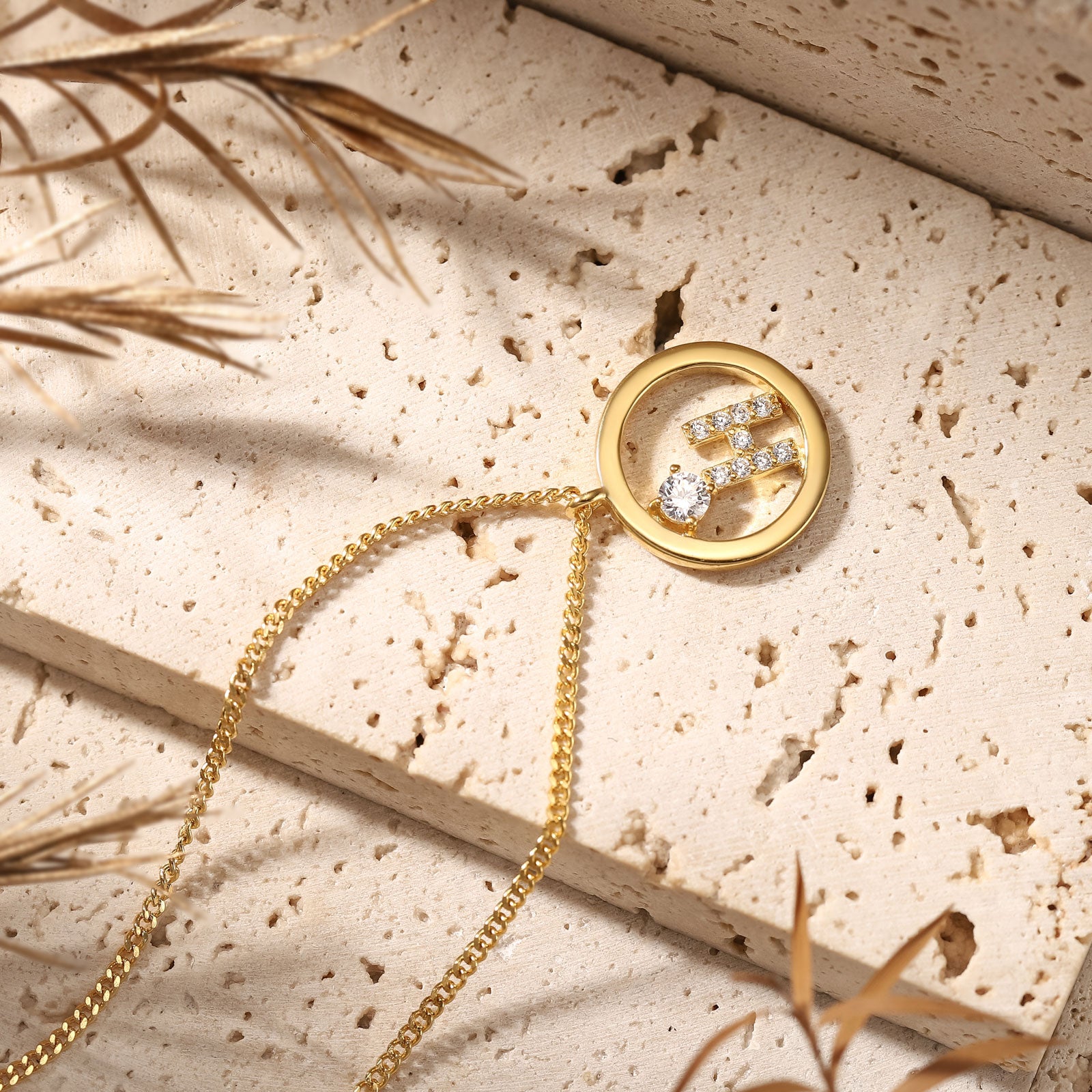 Gold Diamond Letter H Chain Necklace