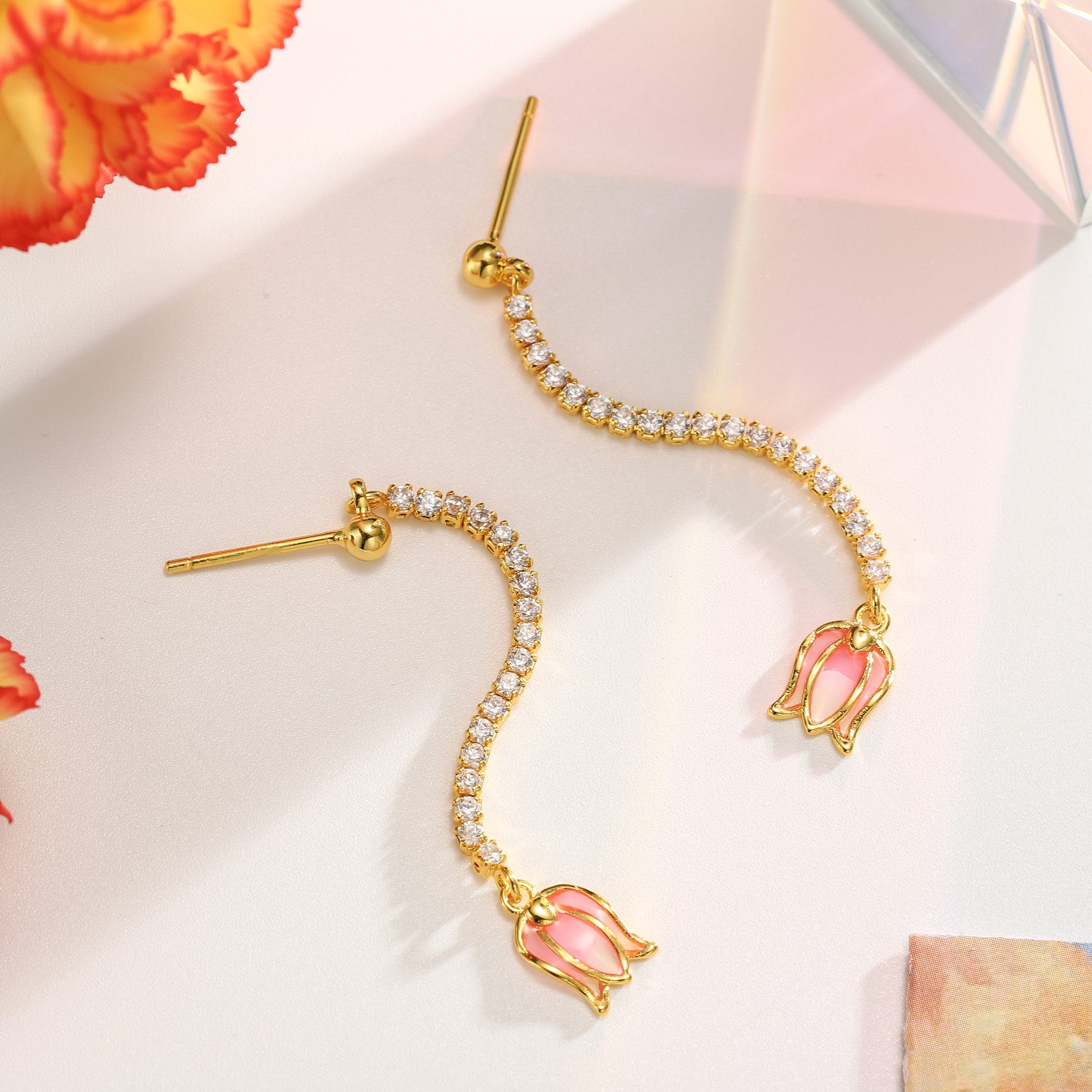 cherry blossom gold earrings