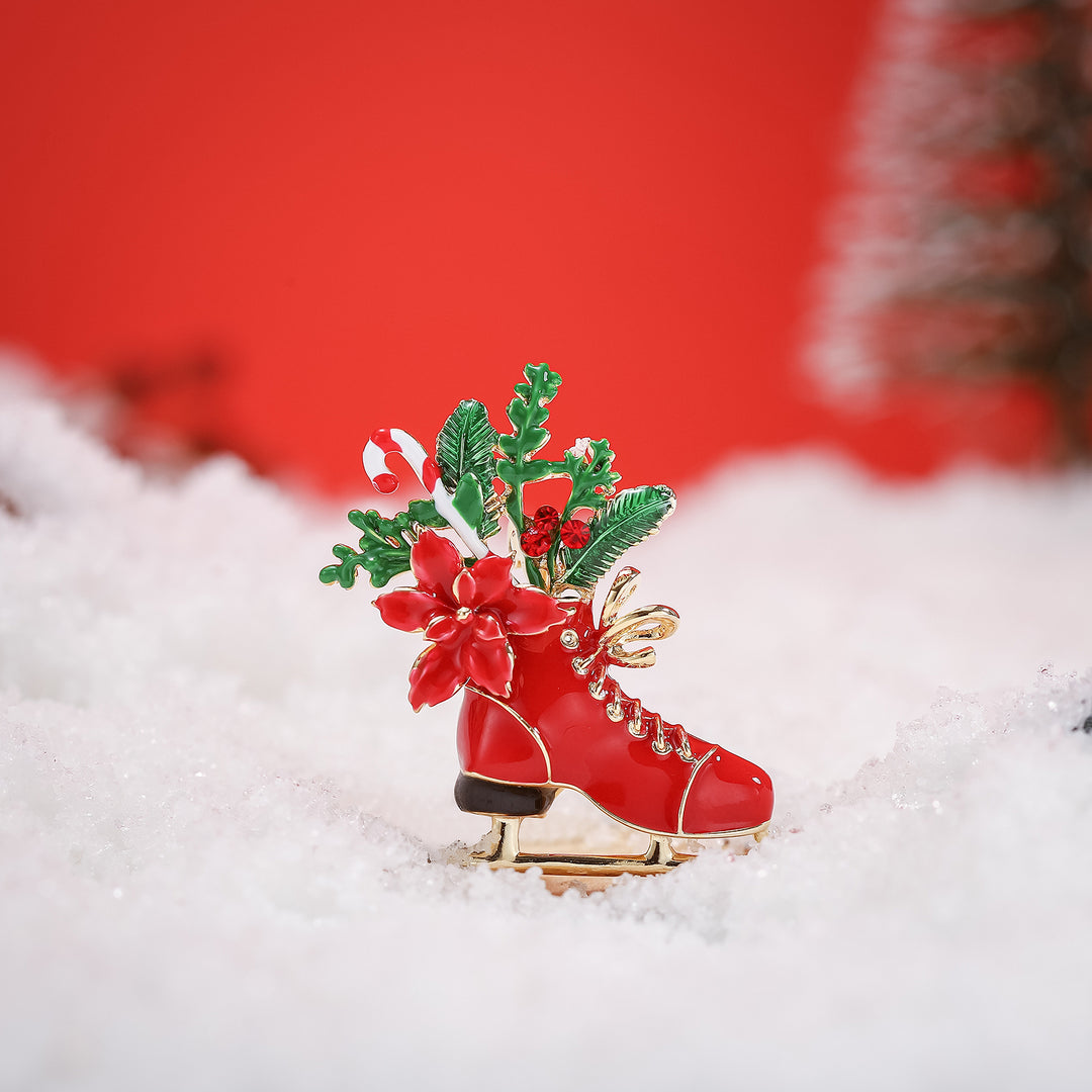 Broche de patinaje navideño