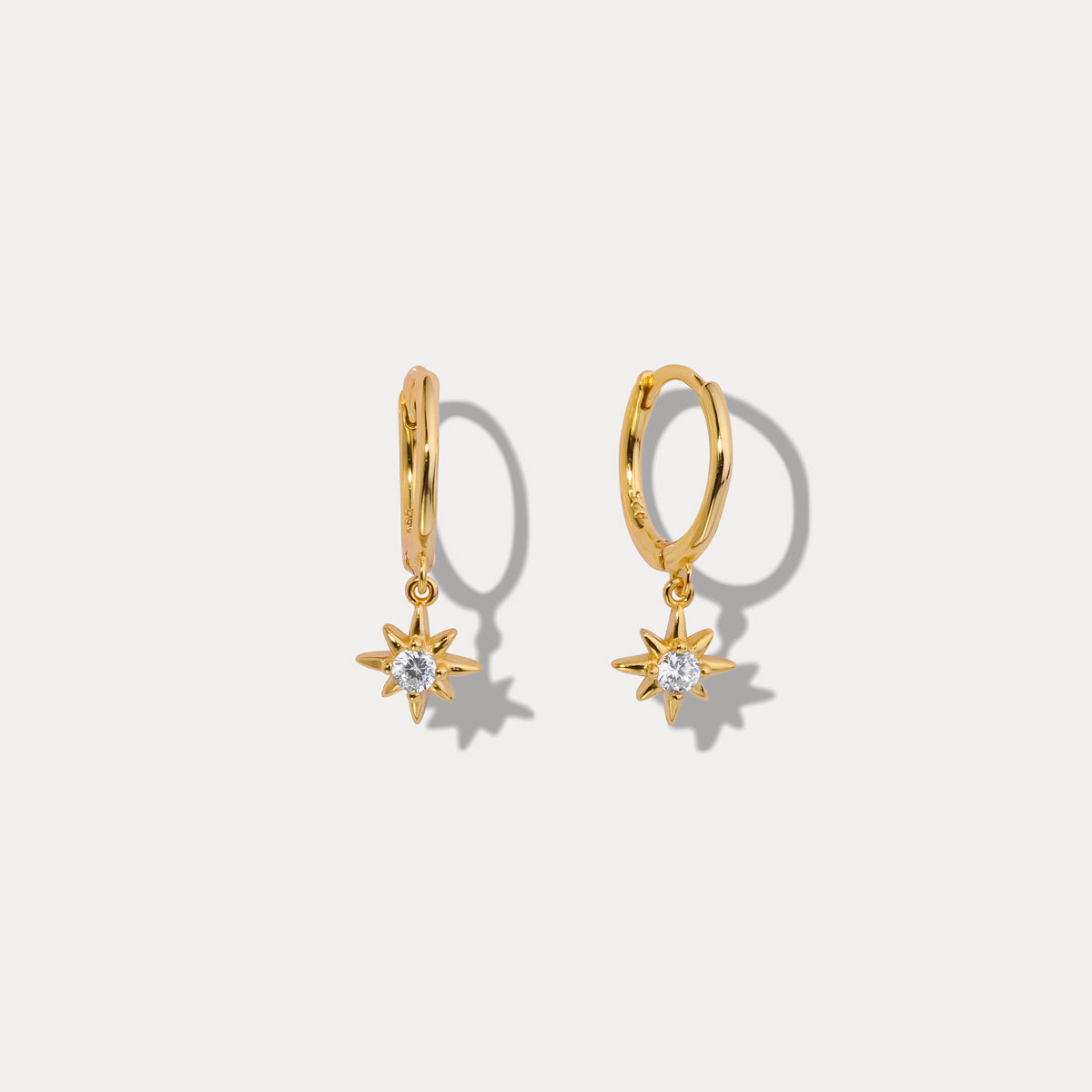 Selenichast diamond star shape drop hoops earrings