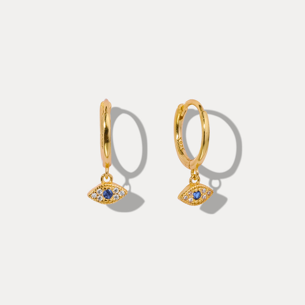 Selenichast sapphire eyes diamond drop hoops earrings