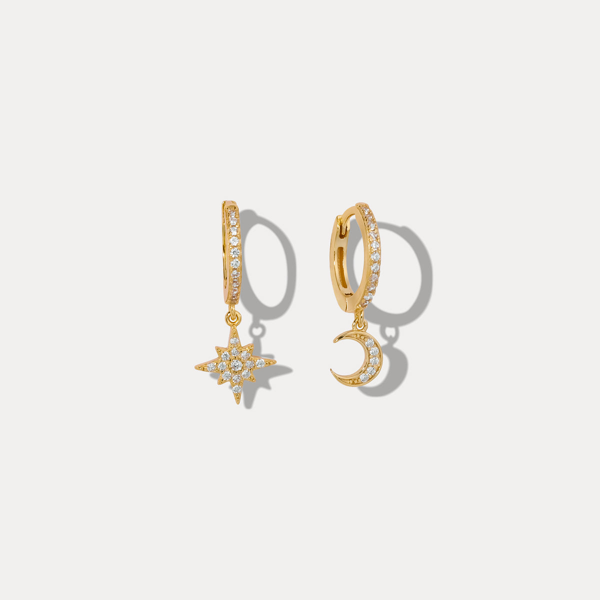 Selenichast sky gold diamond drop hoop earrings