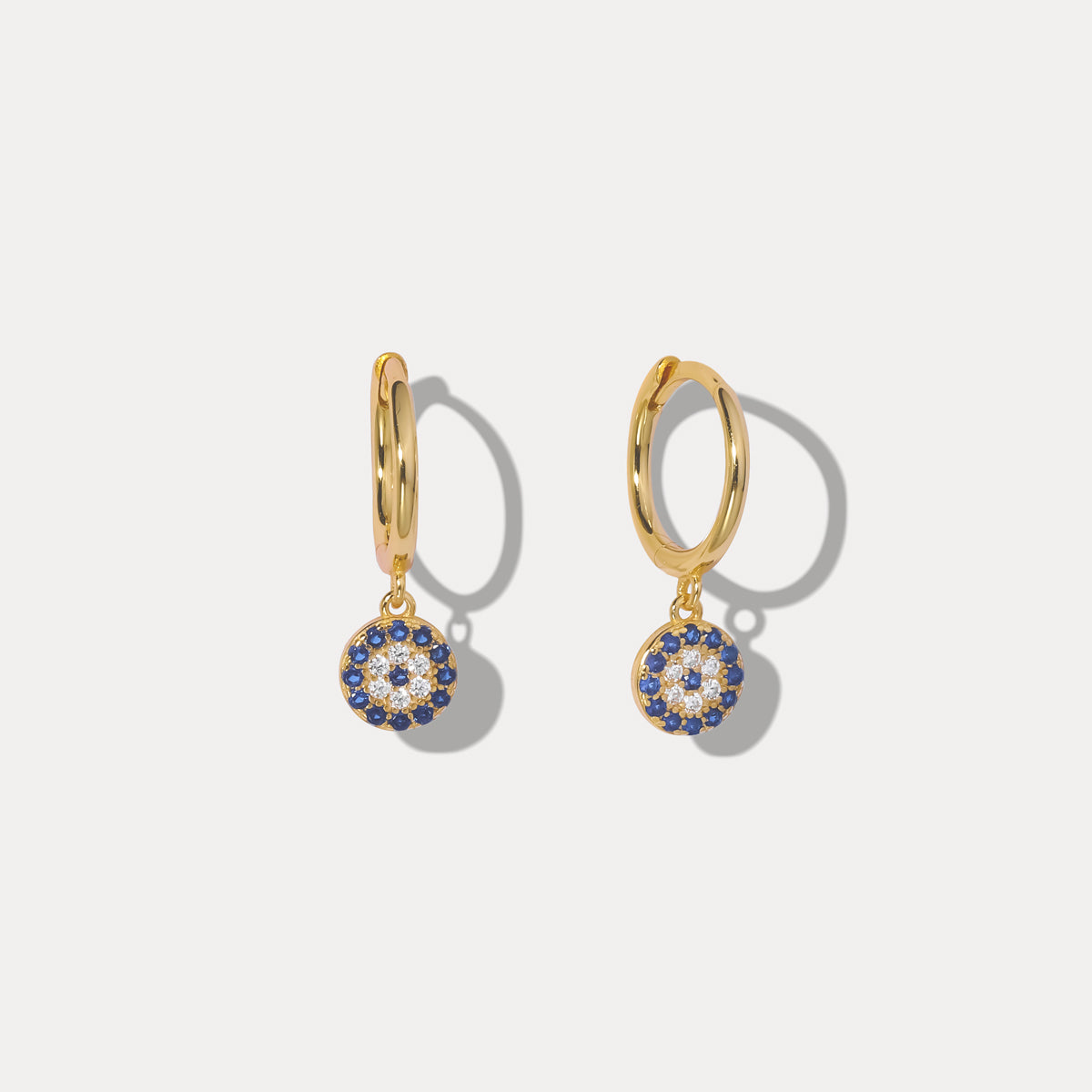 Selenichast sapphire diamond round drop hoops earrings
