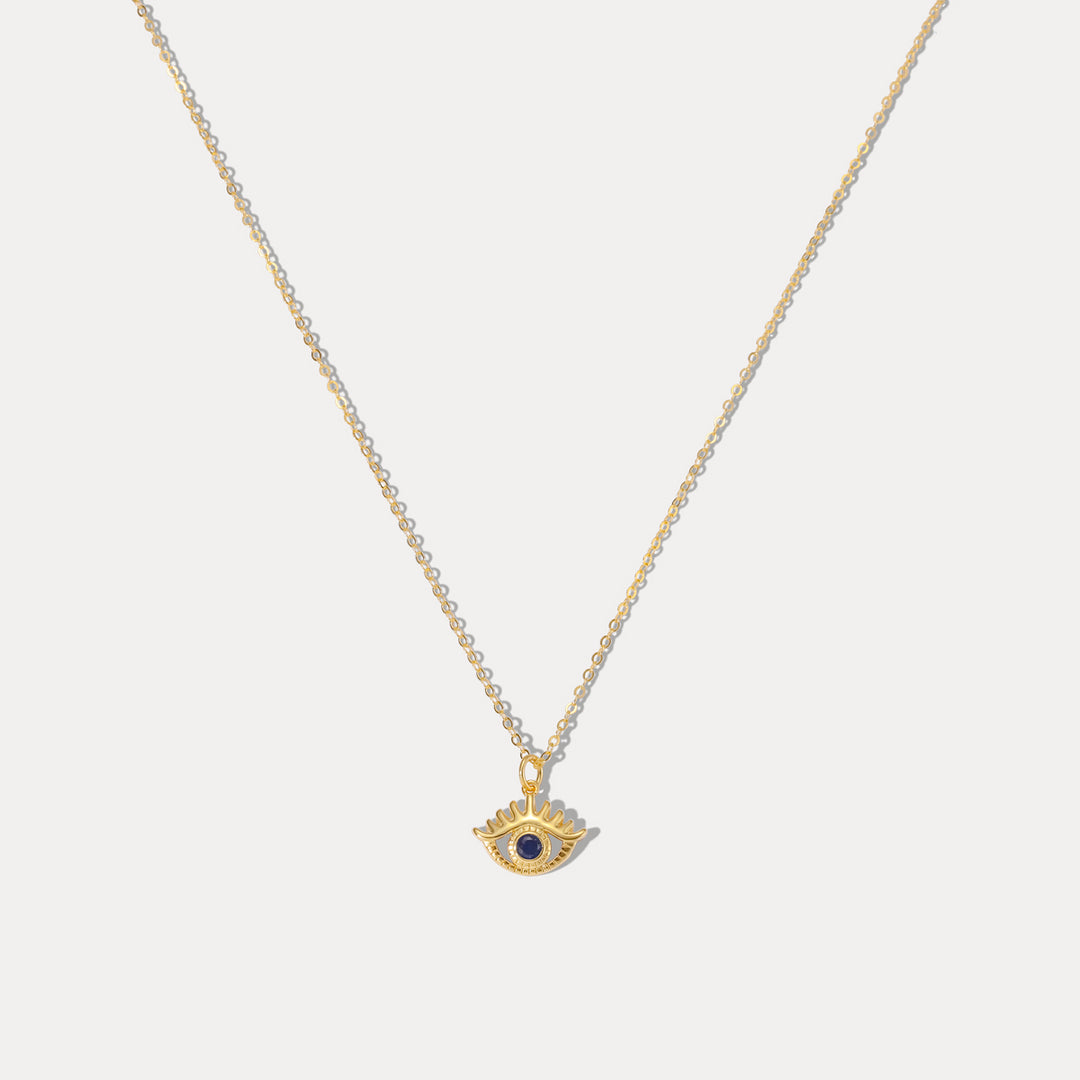 sapphire diamond hollow eye chain silver necklace
