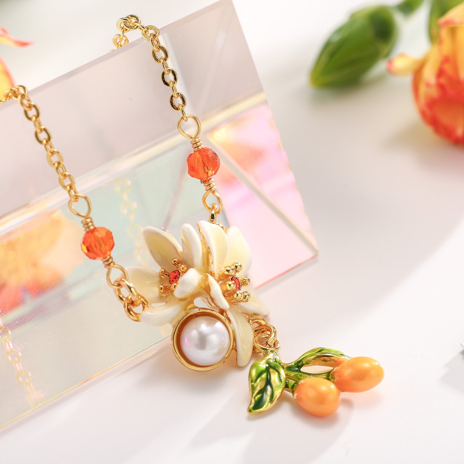orange blossom necklace for women