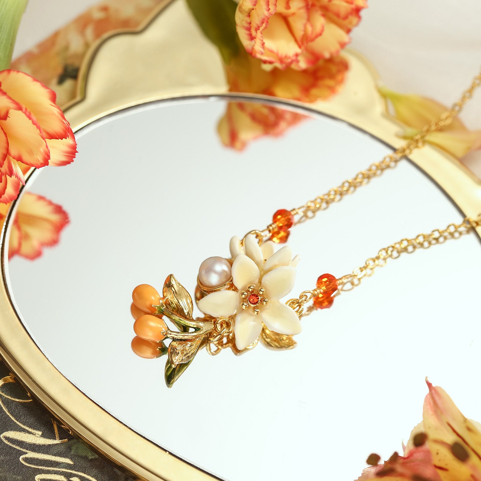 orange blossom necklace for influencer