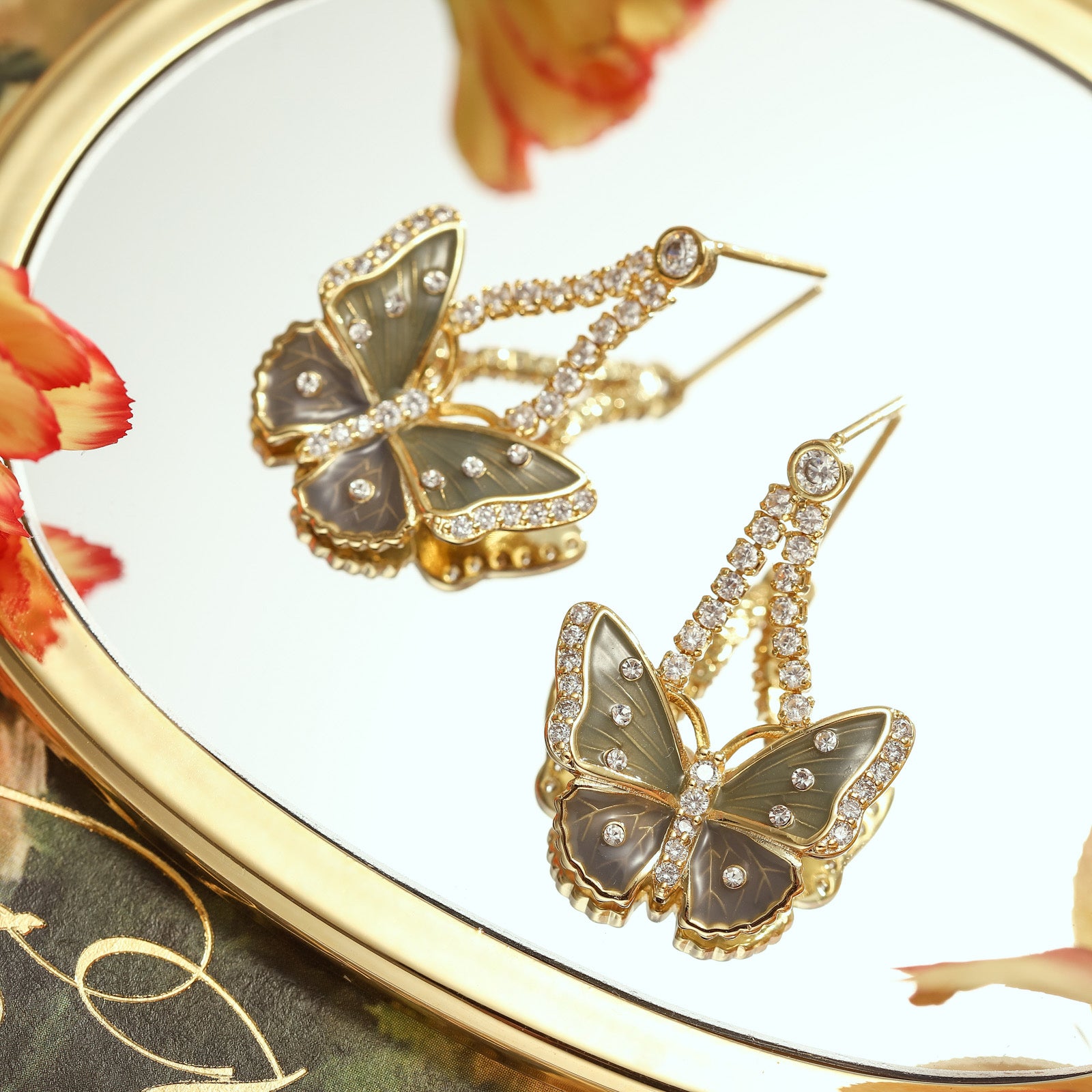 butterfly enamel earrings