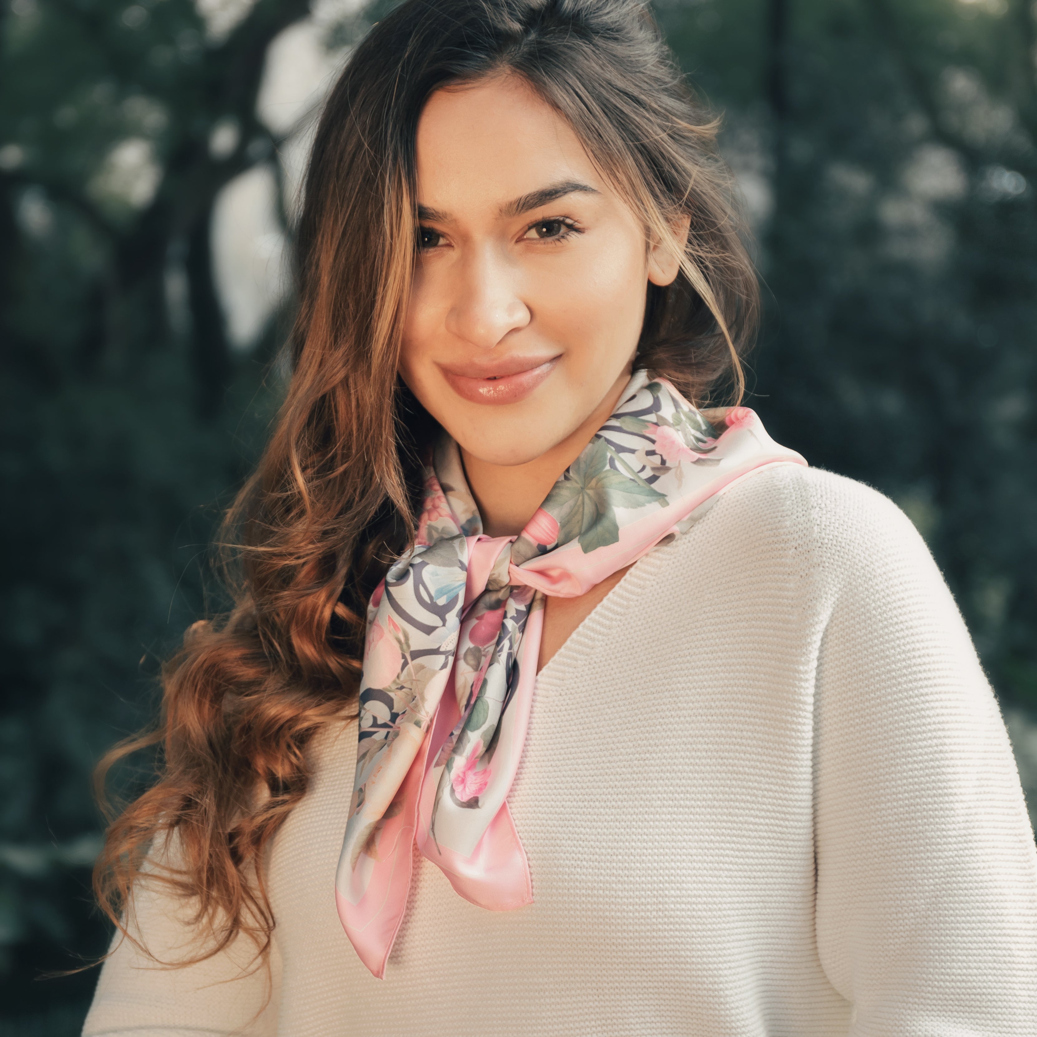Floral Square Neck Scarf