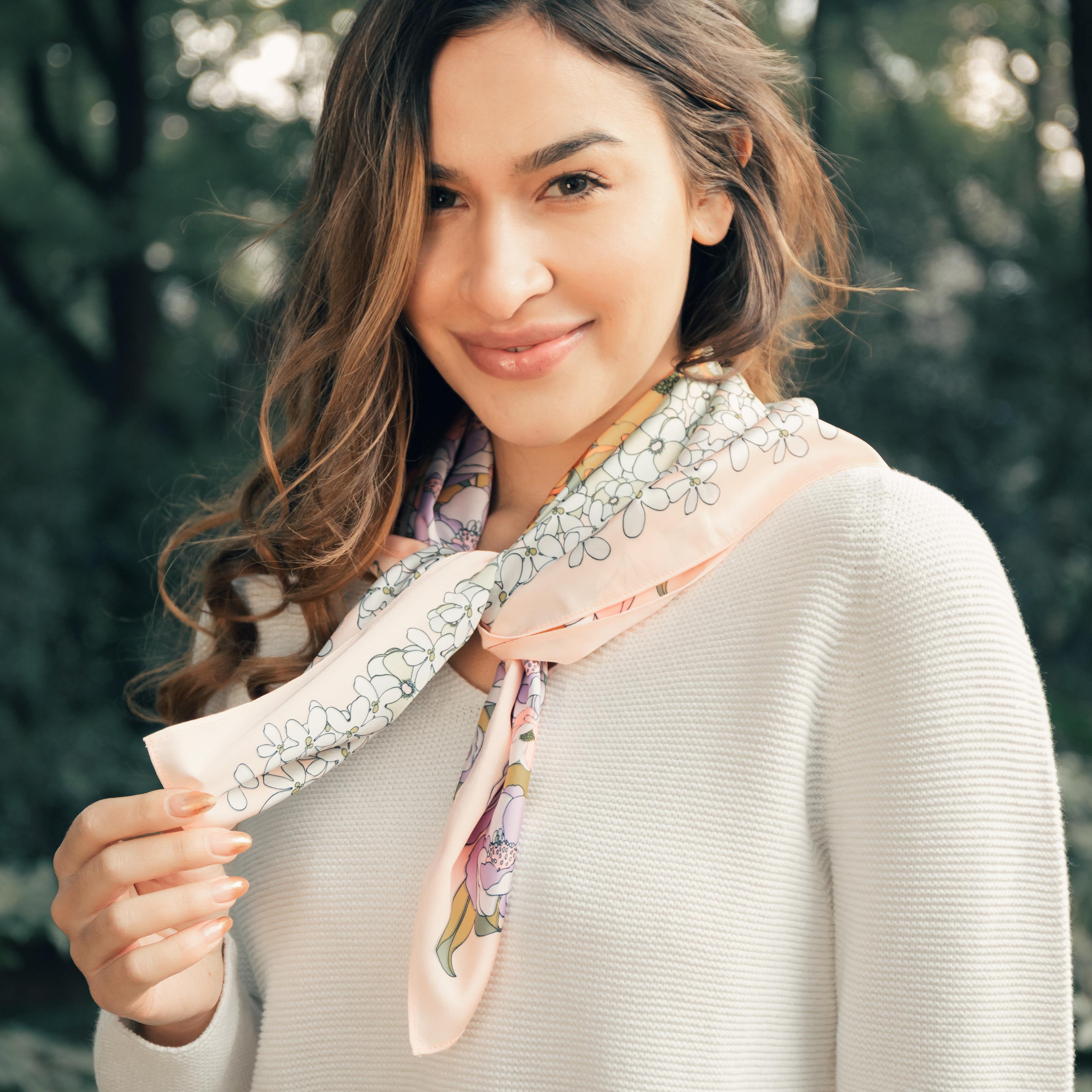 Cosmos Flower Square Neck Scarf