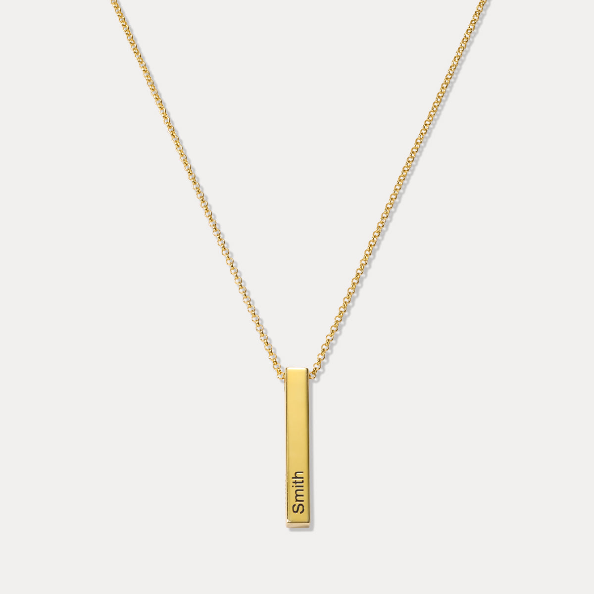 Selenichast engraved 3d bar name necklace