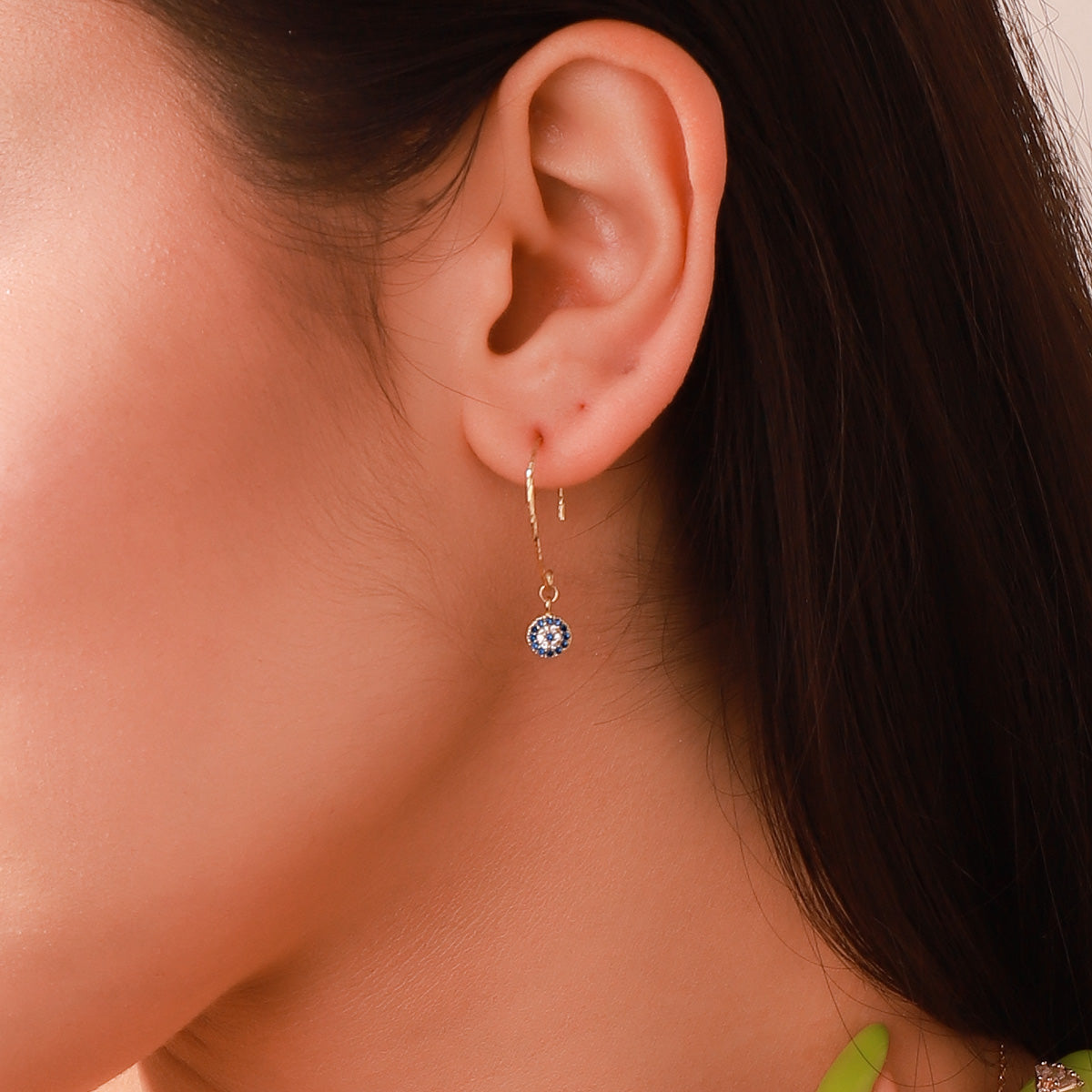 Selenichast sapphire diamond round drop large hoops earrings