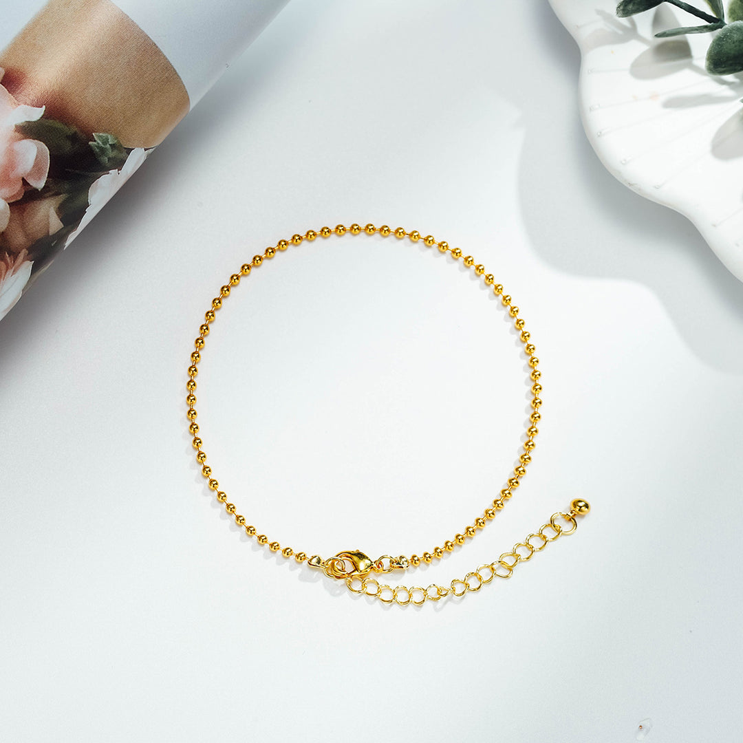 simple gold little ball link beads anklet