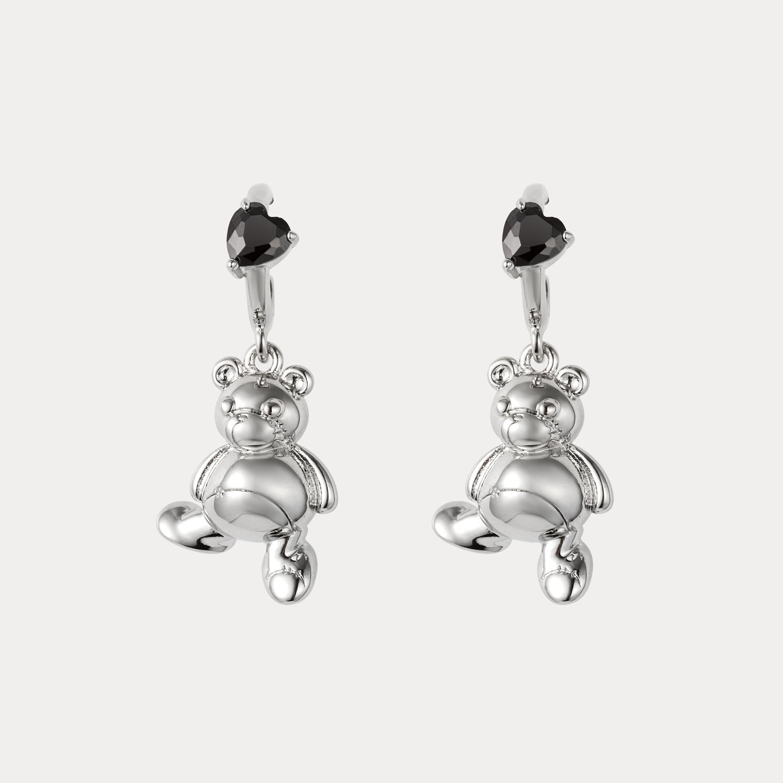 Selenichast Bear Charm Silver Stud Earrings Y2K Jewelry Gift