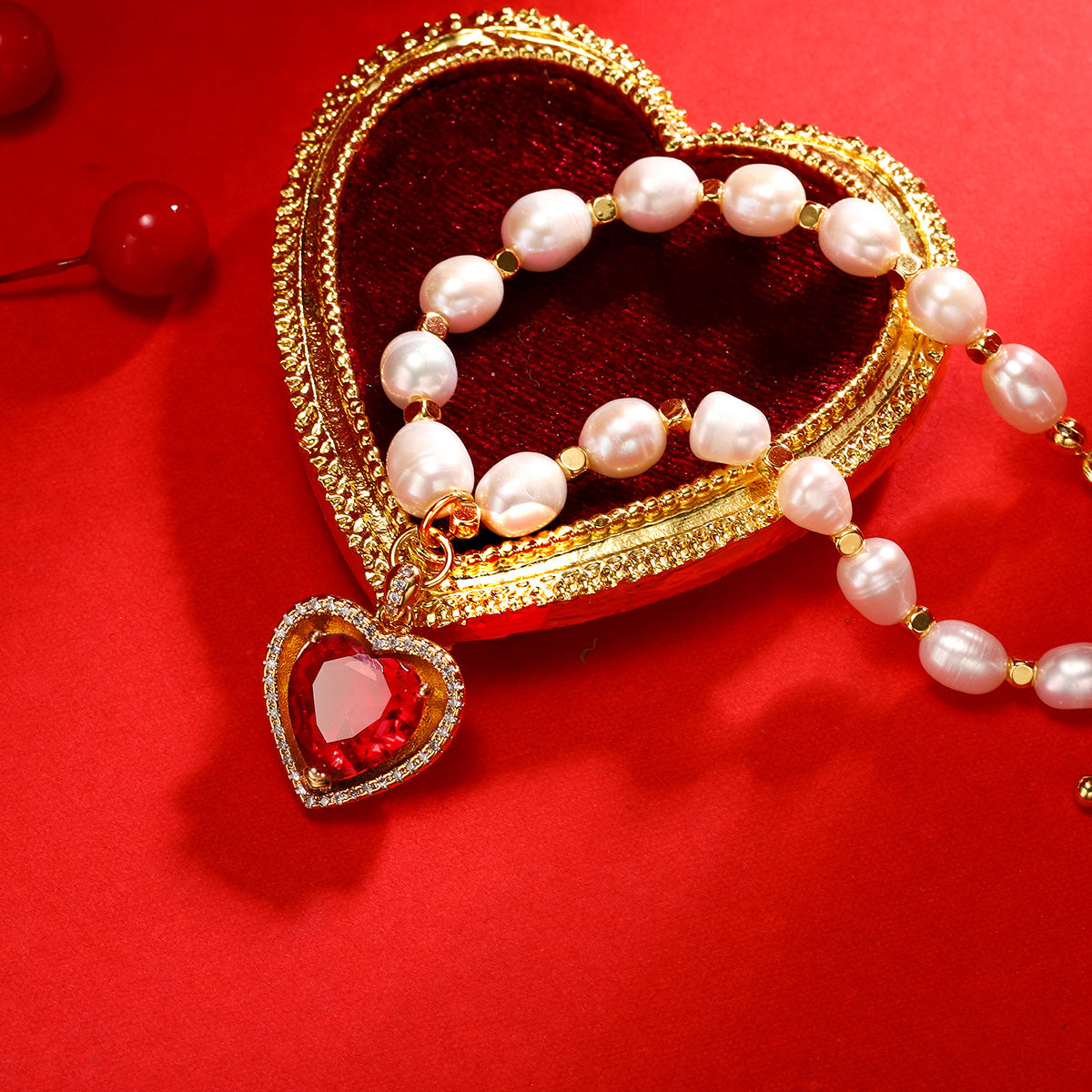 Heart Gem Pearl Fashion Necklace