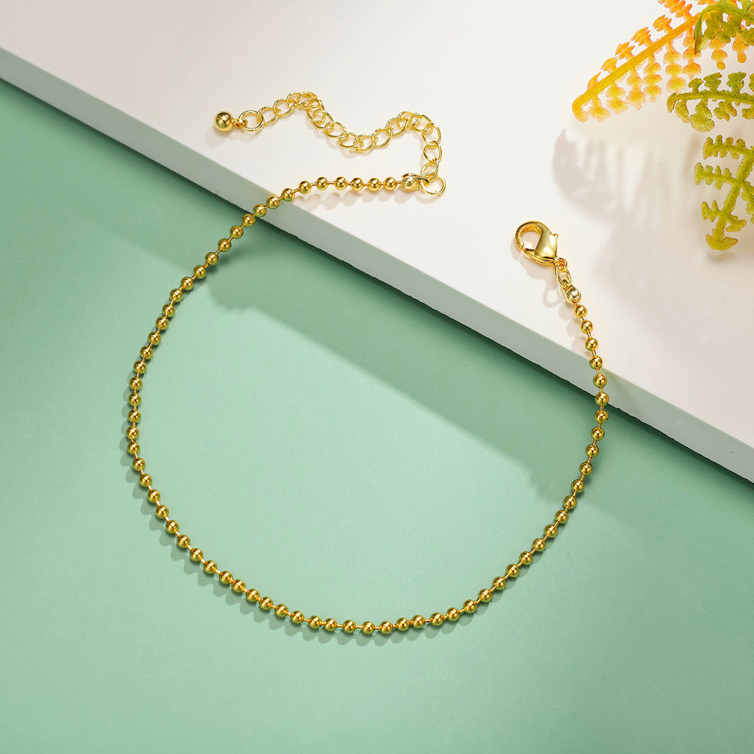 simple gold little ball link chain anklet