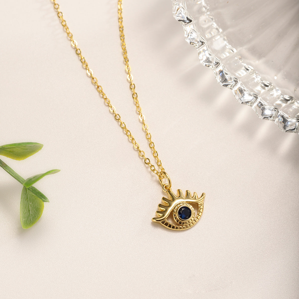 sapphire diamond hollow evil eye chain gold necklace
