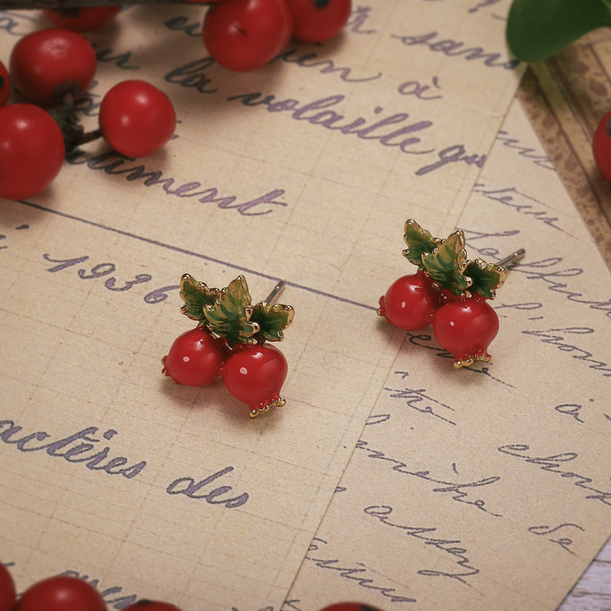 Cranberry Gold Earrings